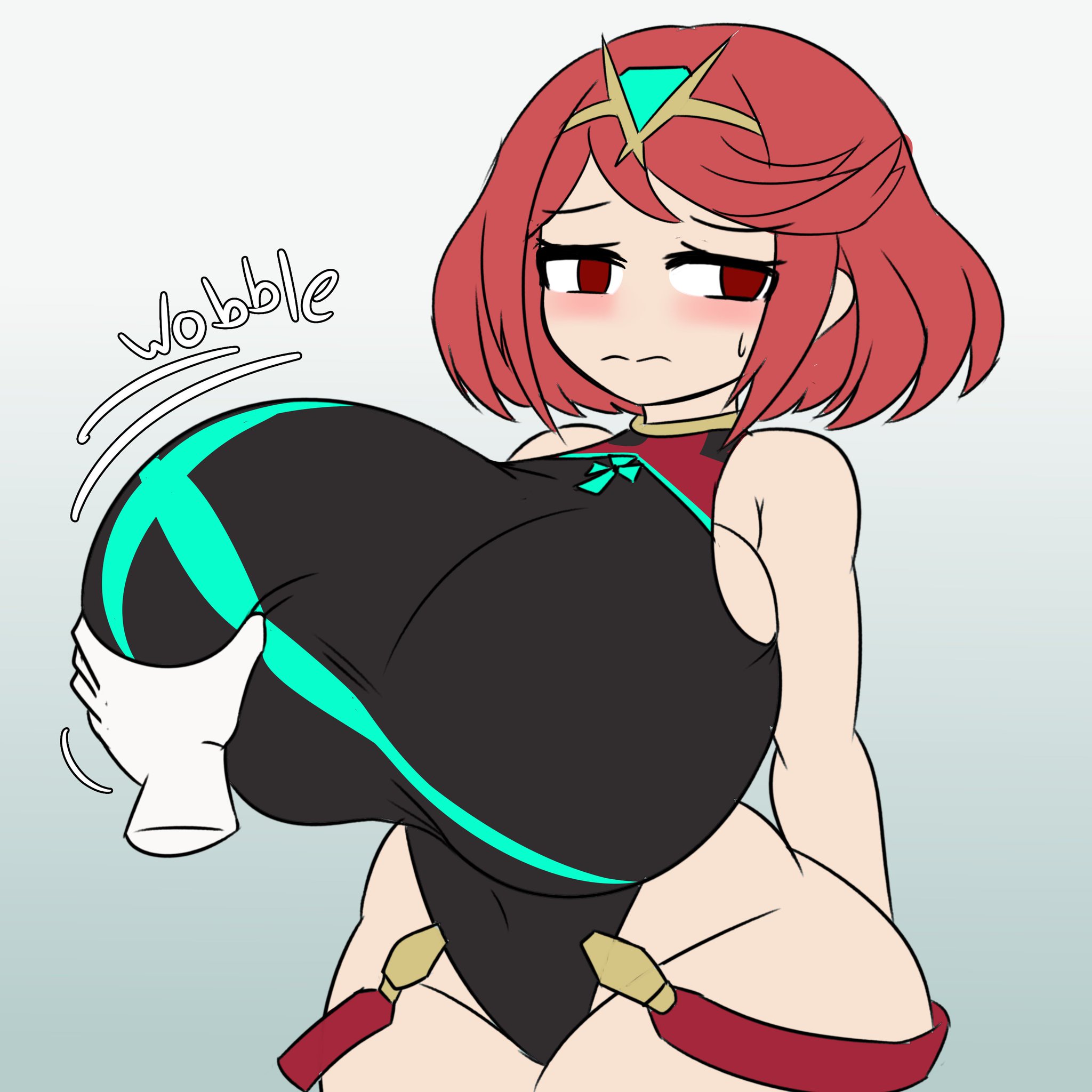 big breasts, grope, groping, groping breasts, huge breasts, hyper breasts, nintendo, pyra, pyra (xenoblade), shadst3r, thick thighs, xenoblade (series)