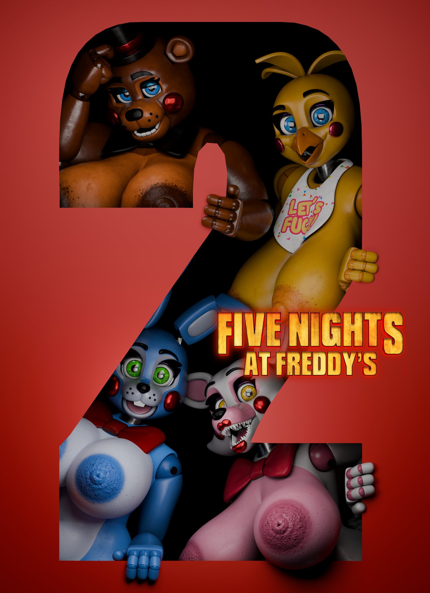 3d, 3d (artwork), animatronic, anthro, areolae, avian, beak, bear, big breasts, blue eyes, breasts, canine, female, female only, five nights at freddy's, five nights at freddy's (film), five nights at freddy's 2, genderswap (mtf), green eyes, inspired by proper art, lagomorph, looking at viewer, mangle (fnaf), mangle (octal), mtf crossgender, nipples, nude, nude female, octal (modeler), reference image, robot, robot girl, rule 63, sour bred, top hat, toy bonnie (fnaf), toy bonnie (octal), toy chica (fnaf), toy chica (octal), toy faizah (octal), toy freddy (fnaf), toy freddy (octal), universal pictures, universal studios, yellow eyes