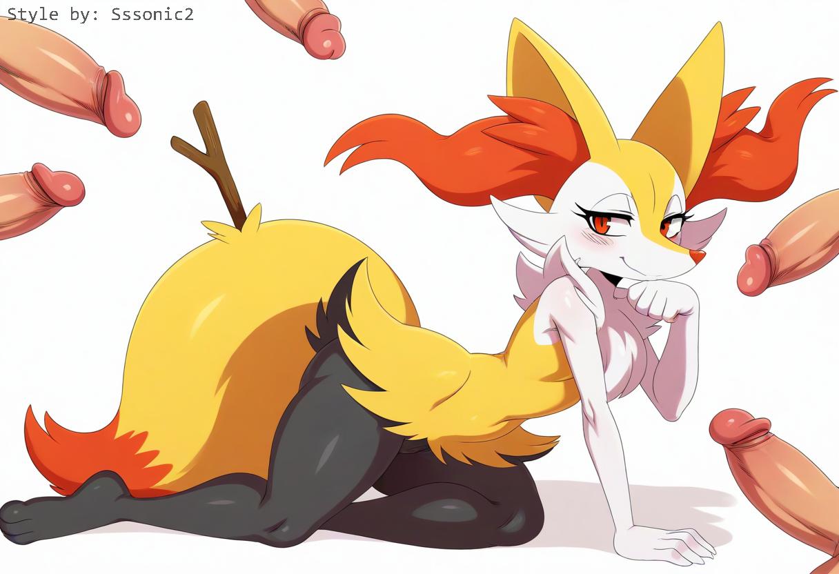 ai_generated anthro balls black_body black_fur blush braixen canid canine digital_media_(artwork) disembodied_penis erection female fur gangbang generation_6_pokemon genitals glans group group_sex hellsonger hi_res human human_on_anthro humanoid_genitalia humanoid_penis imminent_sex inner_ear_fluff interspecies looking_at_viewer male male/male mammal narrowed_eyes nintendo nude penis penis_everywhere pokemon pokemon_(species) pokephilia red_eyes simple_background smile solo_focus stick text tuft white_background white_body white_fur yellow_body yellow_fur