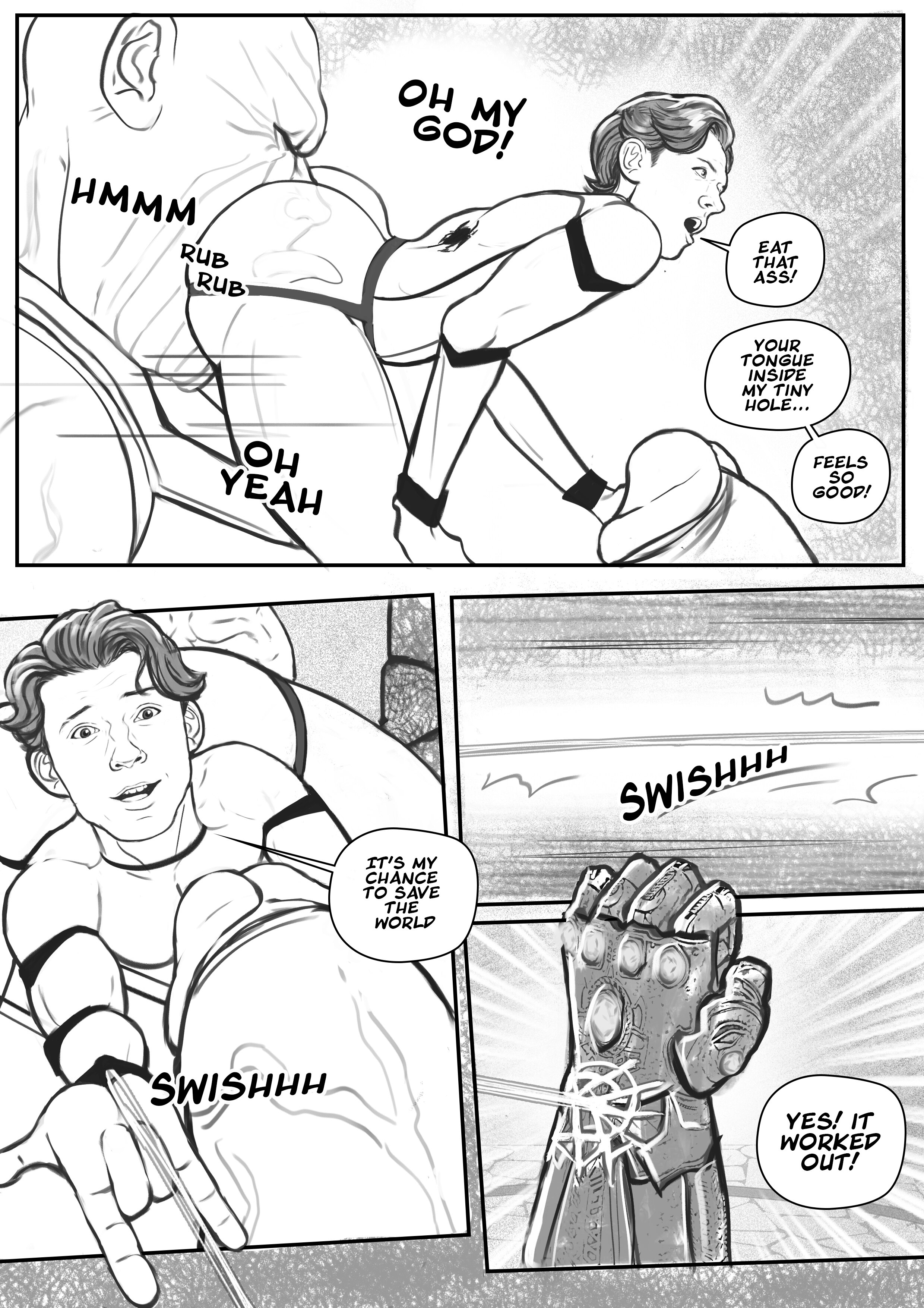 ass, gay, huge ass, male, marvel, marvel cinematic universe, marvel comics, moonkun, peter parker, rimjob, spider-man, spider-man (series), spider-man (tom holland), thanos, tom holland, yaoi