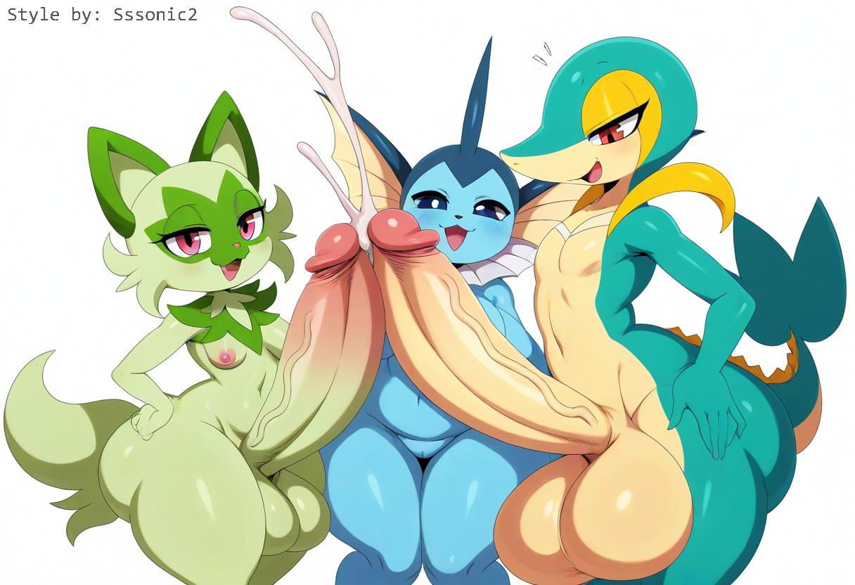 absurd_res ai_generated anthro anthrofied balls big_balls big_butt big_penis blue_body blue_eyes bodily_fluids breasts cum cumshot dark-moltres ejaculation erection female foreskin generation_1_pokemon generation_5_pokemon generation_9_pokemon genital_fluids genitals green_body group hellsonger hi_res huge_balls huge_cock humanoid_genitalia humanoid_penis hyper hyper_genitalia hyper_penis long_penis looking_at_viewer male mammal narrowed_eyes navel nintendo nipples nude open_mouth penis pokemon pokemon_(species) red_eyes scalie simple_background small_breasts small_but_hung smile snivy sprigatito teapot_(body_type) thick_penis thick_thighs trio vaporeon vein veiny_penis wide_hips