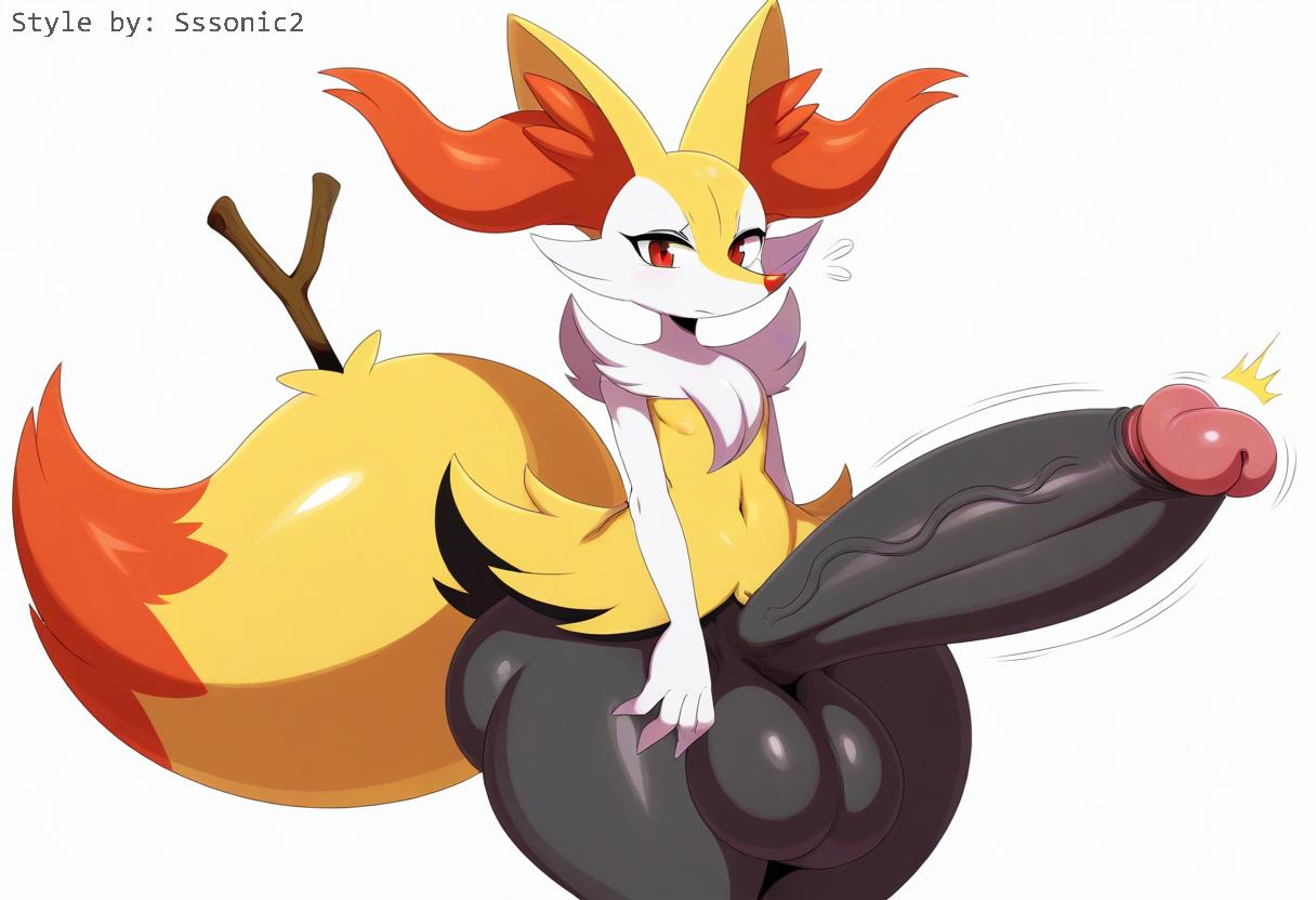 absurd_res ai_generated anthro balls big_balls big_penis black_balls black_body blush braixen canid canine erection fur generation_6_pokemon genitals girly hellsonger hi_res huge_balls huge_cock huge_thighs humanoid_genitalia humanoid_penis hyper hyper_balls hyper_genitalia hyper_penis inner_ear_fluff looking_at_viewer male mammal nintendo nude penis pokemon pokemon_(species) red_eyes simple_background solo stick thick_thighs tuft vein veiny_penis white_background wide_hips yellow_body