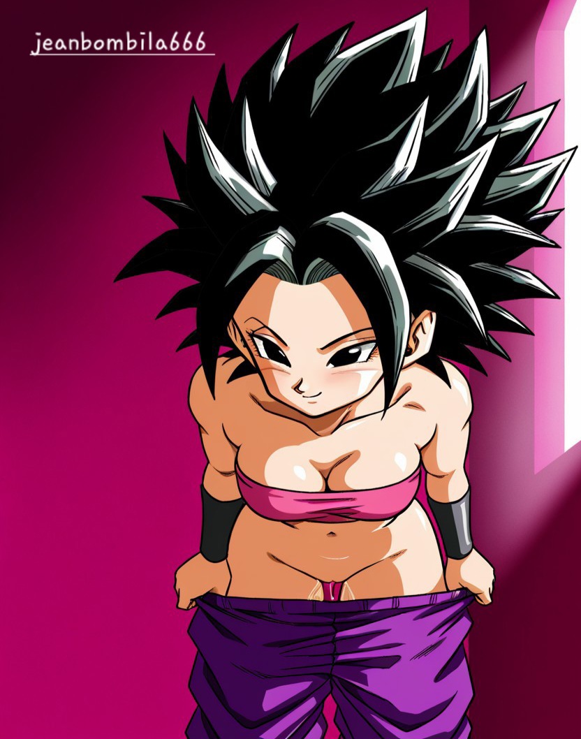 1girls, ai generated, bandeau, black hair, breasts, caulifla, cum, cum in pussy, dragon ball, dragon ball super, female, female focus, female only, jeanbombila666, long hair, long-haired female, navel, pants, pants down, pink bandeau, purple pants, pussy, solo, spiky hair