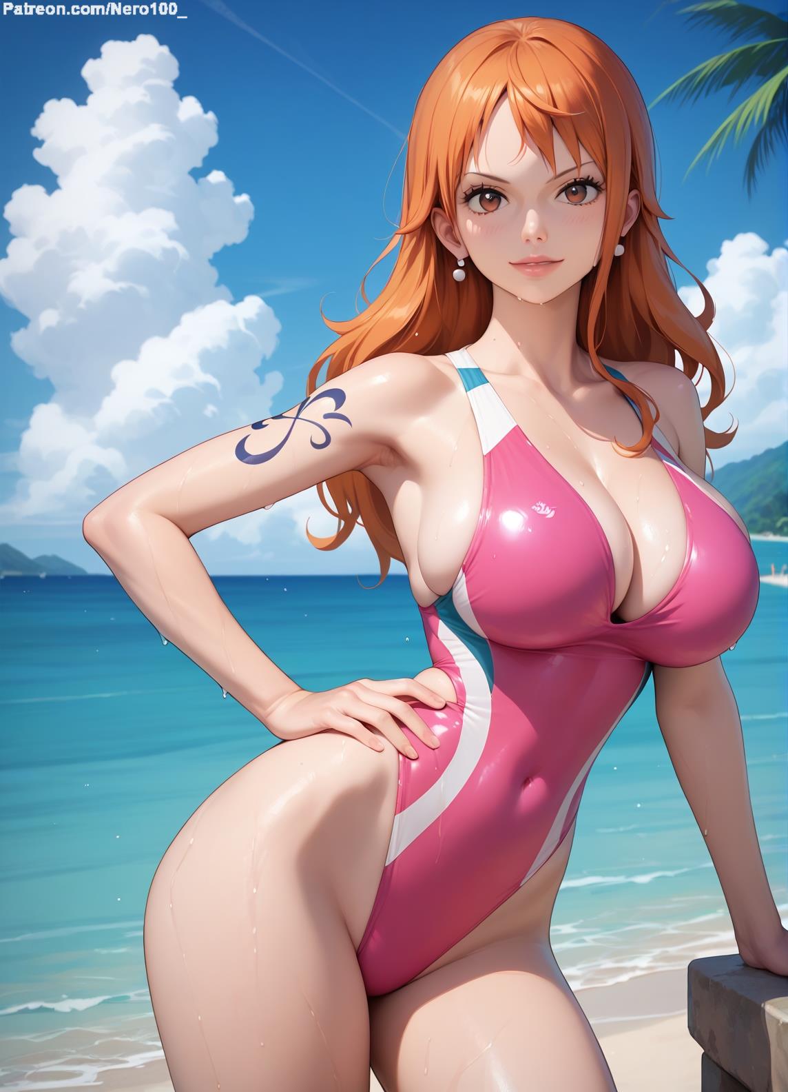 1girls 2d ai_generated ass athletic athletic_female bare_shoulders belly big_ass big_breasts curvy curvy_figure cute cute_face detailed eyelashes eyeshadow female female_only fit fit_female focus ginger ginger_hair high_quality huge_breasts large_breasts legs light-skinned_female light_skin lips lipstick long_hair looking_at_viewer makeup mascara mature midriff nami nami_(one_piece) nero100 one-piece_swimsuit one_piece orange_eyes orange_hair outdoors outside pale-skinned_female pale_skin pool posing post-timeskip sagging_breasts seductive seductive_look stable_diffusion swimming_pool swimsuit swimwear tagme thick_ass thick_butt thick_thighs thighs wide_hips