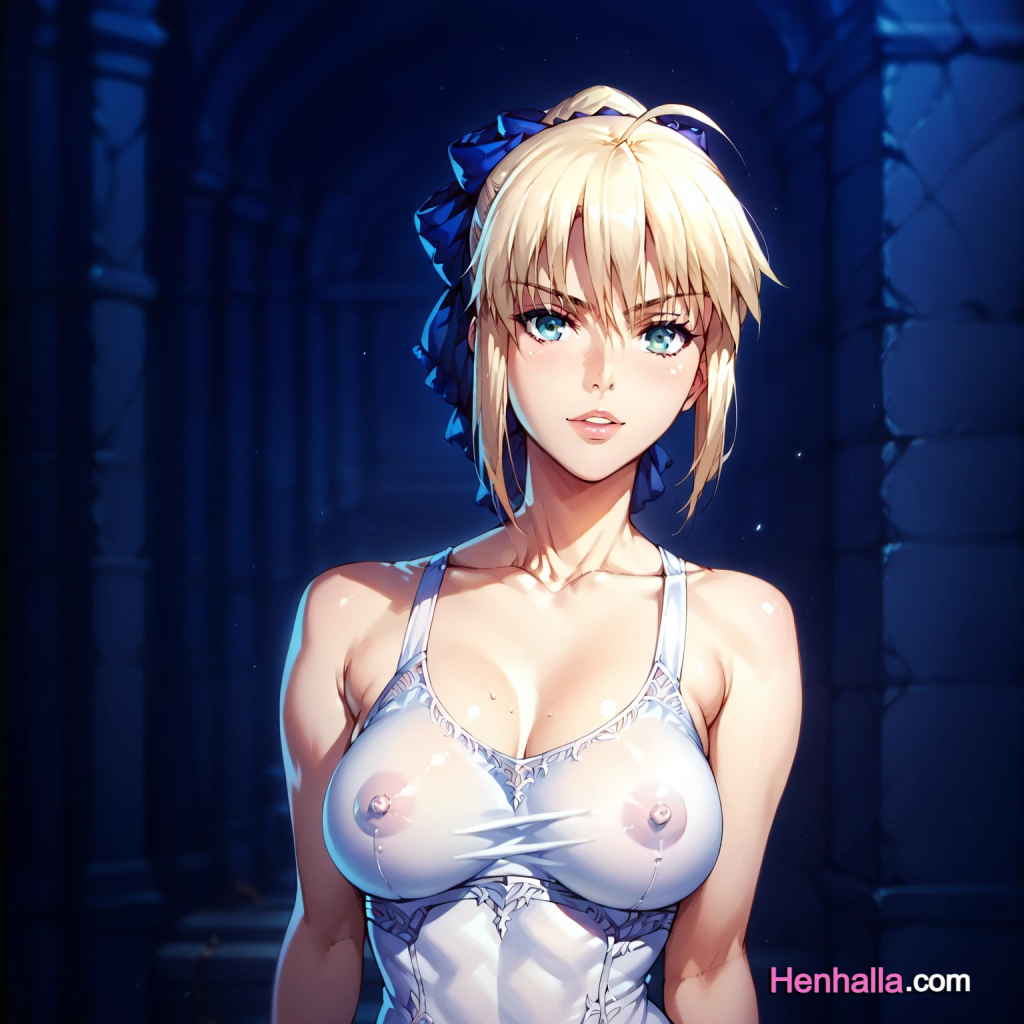 1girls ai_generated anime anime_girl artoria_pendragon artoria_pendragon_(fate) big_breasts breasts dress henhalla.com hentai solo solo_female young younger_female