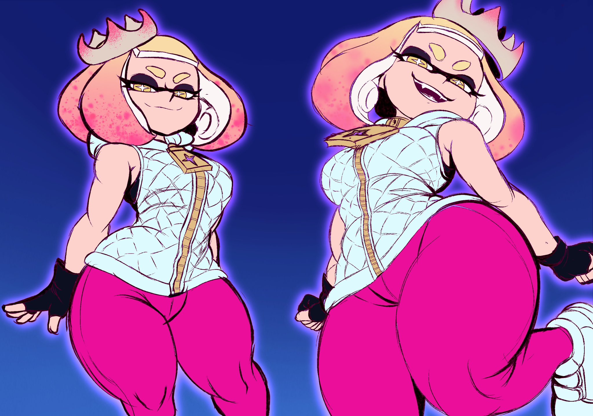 alternate breast size (larger), kwalker1009, looking at viewer, pantyhose, pearl (splatoon), solo female, splatoon