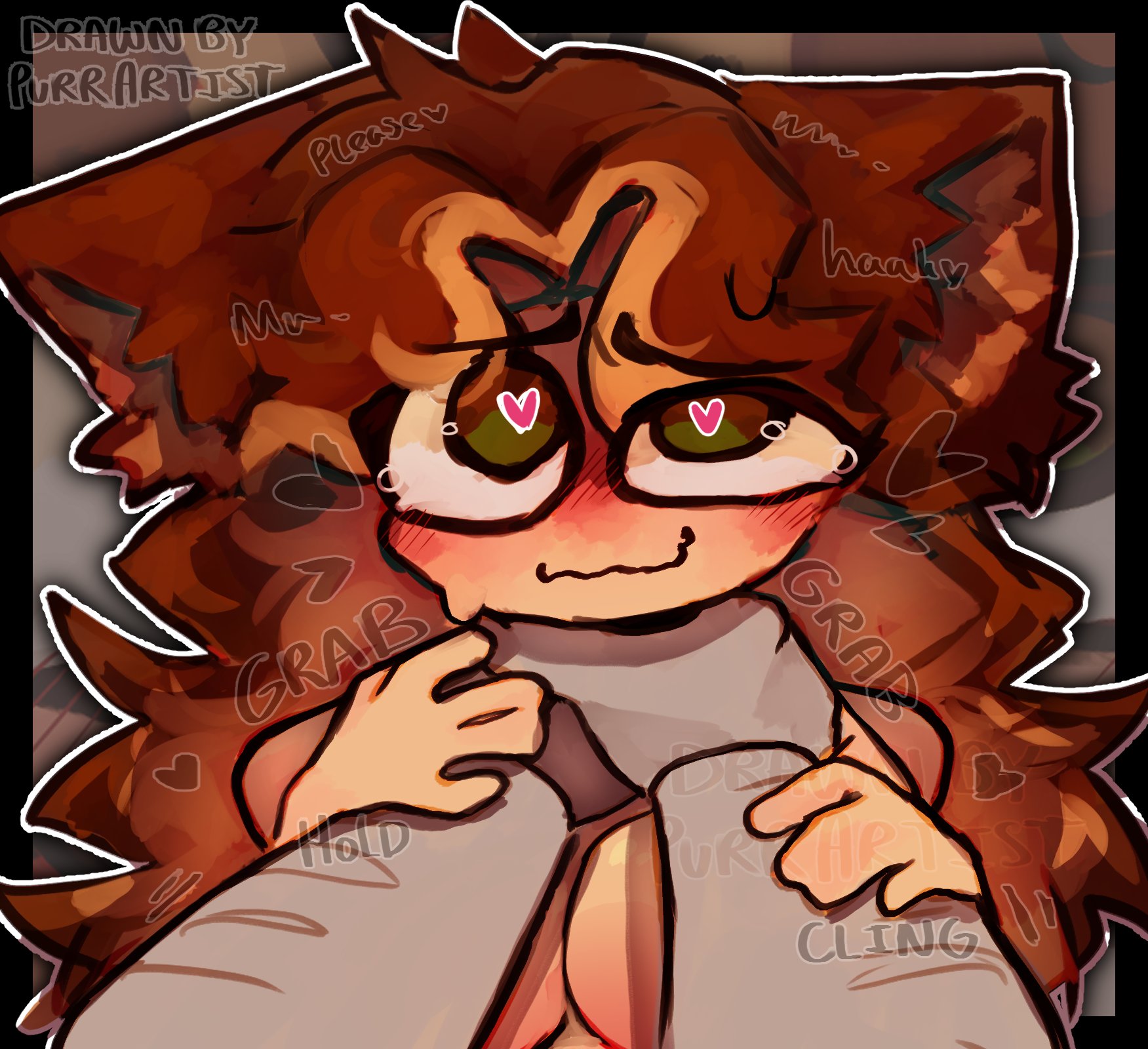 cat girl, catgirl, choke hold, choking, female, heart eyes, purrartist, submissive female
