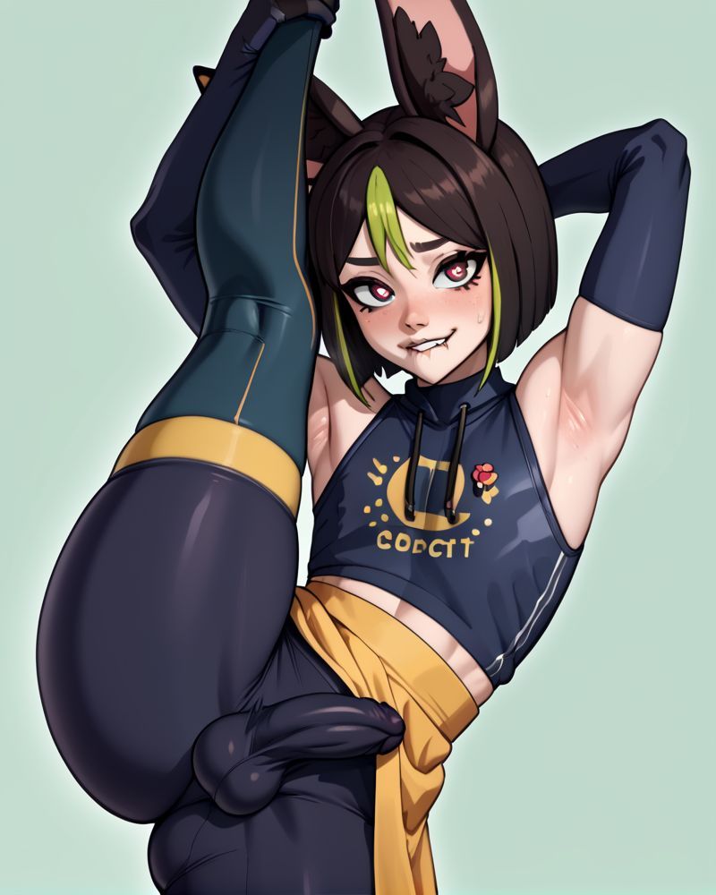 1femboy ai_generated ball_bulge bulge femboy genshin_impact penis_bulge self_upload splits tagme tighnari_(genshin_impact)