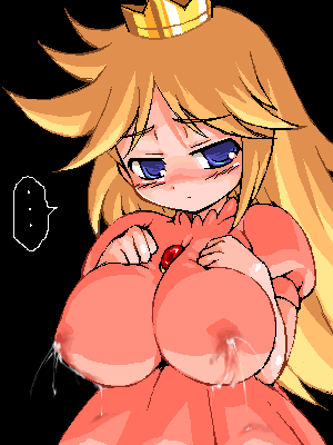 00s 2000s alternate_breast_size big_breasts blush breasts chabo_(fuketsudan) female female_only human lactation lactation_through_clothes large_breasts lowres mario_(series) milk nintendo princess_peach solo squid straight_hair