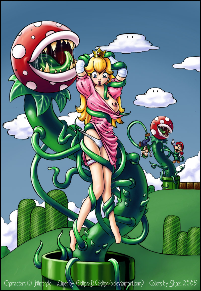 arms ayvuir_blue blush breasts bridal_gauntlets clothes clothing color day dendrophilia dress dress_down dress_lift female garter human interspecies luigi male mario mario_(series) nintendo nipple_bulge nipples one_breast_out outdoors panties panty_pull peril piranha_plant plant plant_vore princess_peach restrained_by_tentacles shax_(artist) shaxbert stripped_by_tentacles super_mario_bros. suspended_via_tentacles tentacle tentacle_under_clothes tentacles_around_arms tentacles_around_legs undressing up vine_tentacles vines vore warp_pipe