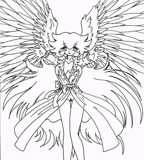 angel clothes empty_(artist) female female_only front_view hair long_hair mario_(series) monochrome nintendo princess_peach solo straight_hair tagme vulva wings