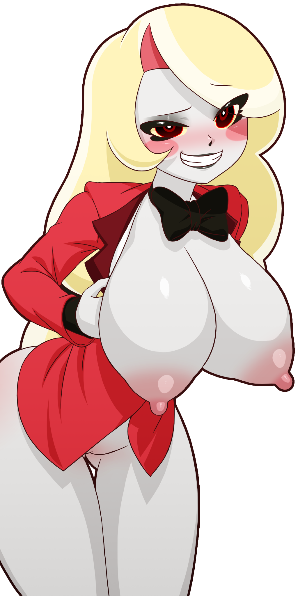 1girls breasts charlie_morningstar_(hazbin_hotel) clothed clothes clothing demon_girl female female_only hazbin_hotel hips humanoid manyakis nipples no_panties no_pants pussy solo solo_female thick thick_thighs thighs transparent_background wide_hips