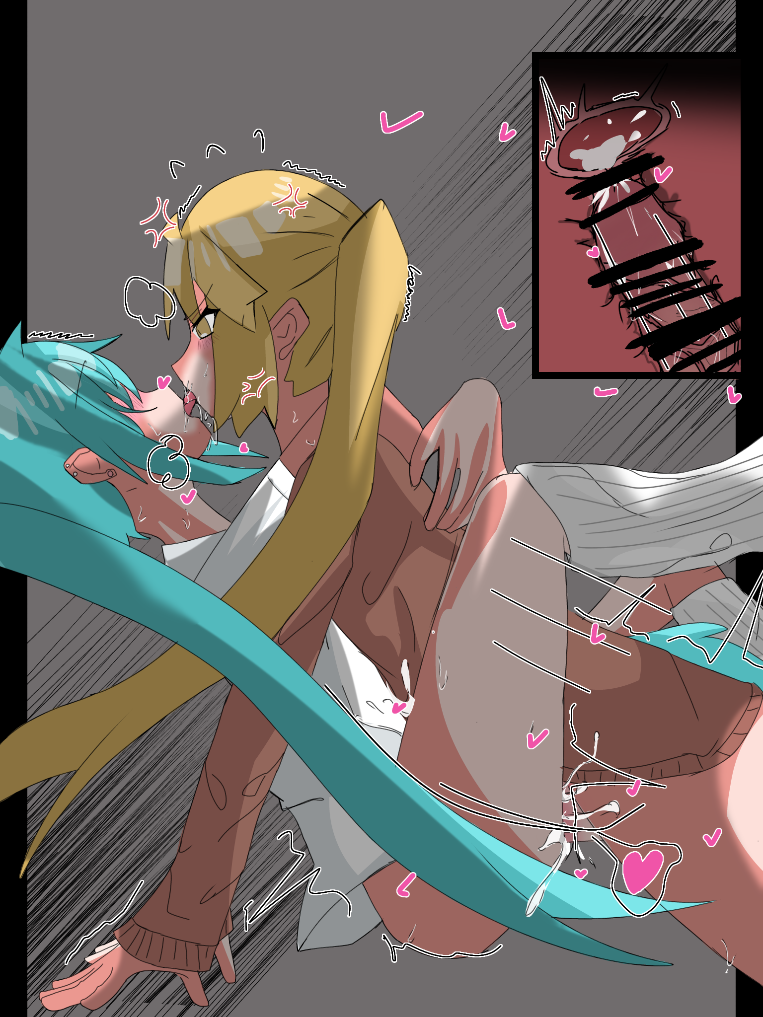 :o, 1futa, 1girls, 2d, 2d (artwork), 2girls, akita neru, anger vein, angry, angry expression, angry face, aqua eyes, aqua hair, bar censor, blonde hair, blue eyes, blue hair, blush, bottomless, bottomless female, censor bar, censored, censored penis, clothed sex, cross-section, cum, cum in pussy, cum in uterus, cumming, cyan eyes, cyan hair, digital drawing (artwork), digital media (artwork), ejaculation, fanloid, female, female focus, french kiss, futa on female, futa with female, futanari, hatsune miku, heart, internal cumshot, intersex, kiss, kissing, kissing while penetrated, lesbian kiss, lesbian sex, long hair, multiple girls, partially clothed, penis, saliva, schoolgirl, sex, sheorderednopickles, side ponytail, sweat, sweatdrop, sweating, tears, tongue, tongue kiss, tongue out, trembling, turquoise eyes, turquoise hair, twintails, twintails (hairstyle), unbuttoned shirt, unconscious, vaginal, vaginal penetration, veiny penis, vocaloid, white shirt, yellow eyes, yellow hair, yuri