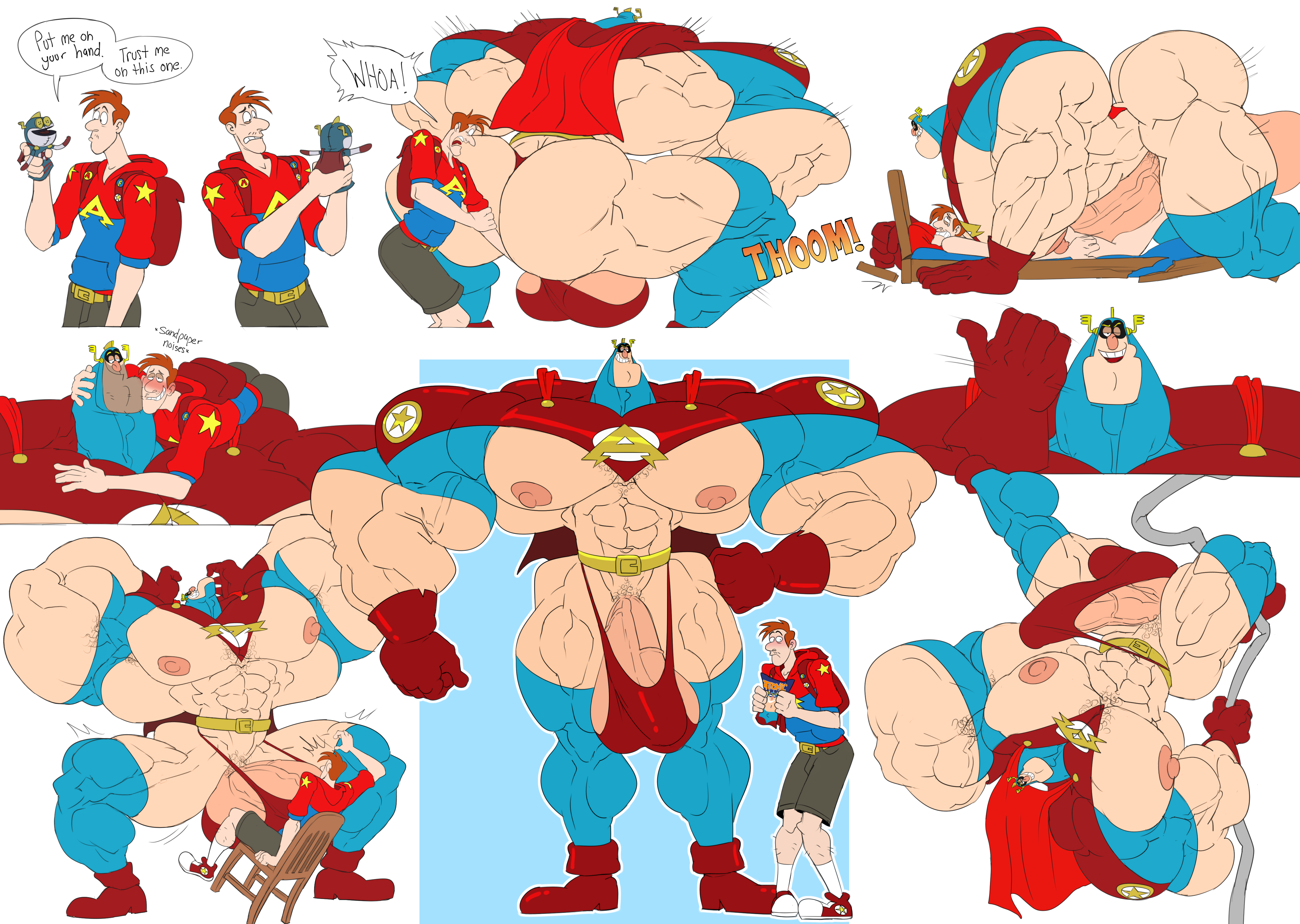 atomic puppet, biceps, boner, bulge, chest hair, daddy, erection, flaccid, hyper, hyper muscles, male, male only, muscles, muscular, nipples, pecs, remert, tagme, tagme (character), thong