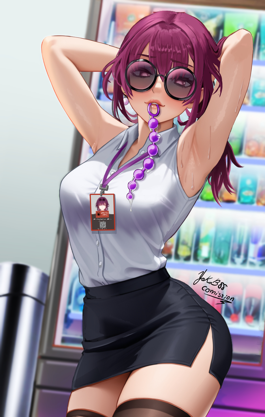 1girls adult adult_female armpit armpit_crease armpit_focus armpit_peek armpits bare_armpits bare_arms bare_shoulders bare_skin bare_thighs blurred_background blurry_background breasts busty busty_female busty_girl collarbone curvaceous curvaceous_body curvaceous_female curvaceous_figure curvaceous_hips curvy curvy_body curvy_female curvy_figure curvy_hips elbows exposed_armpits exposed_arms exposed_shoulders exposed_skin exposed_thighs female female_focus female_only hair_between_eyes hairless_armpits hand_behind_head hands_behind_head high_resolution highres honkai:_star_rail honkai_(series) hourglass_figure hoyoverse kafka_(honkai:_star_rail) large_breasts lean_figure leggings legwear lips long_hair looking_at_viewer mature mature_female mihoyo narrow_waist office_clothing office_lady over-kneehighs posing posing_for_the_viewer purple_eyebrows purple_eyes purple_eyes_female purple_hair purple_hair_female shaved_armpits shoulders skirt slender_body slender_waist sleveeless_shirt slim_waist solo standing stockings sunglasses sunglasses_on_head thick_thighs thigh_highs thighhighs thighs upper_body wide_hips yokab88