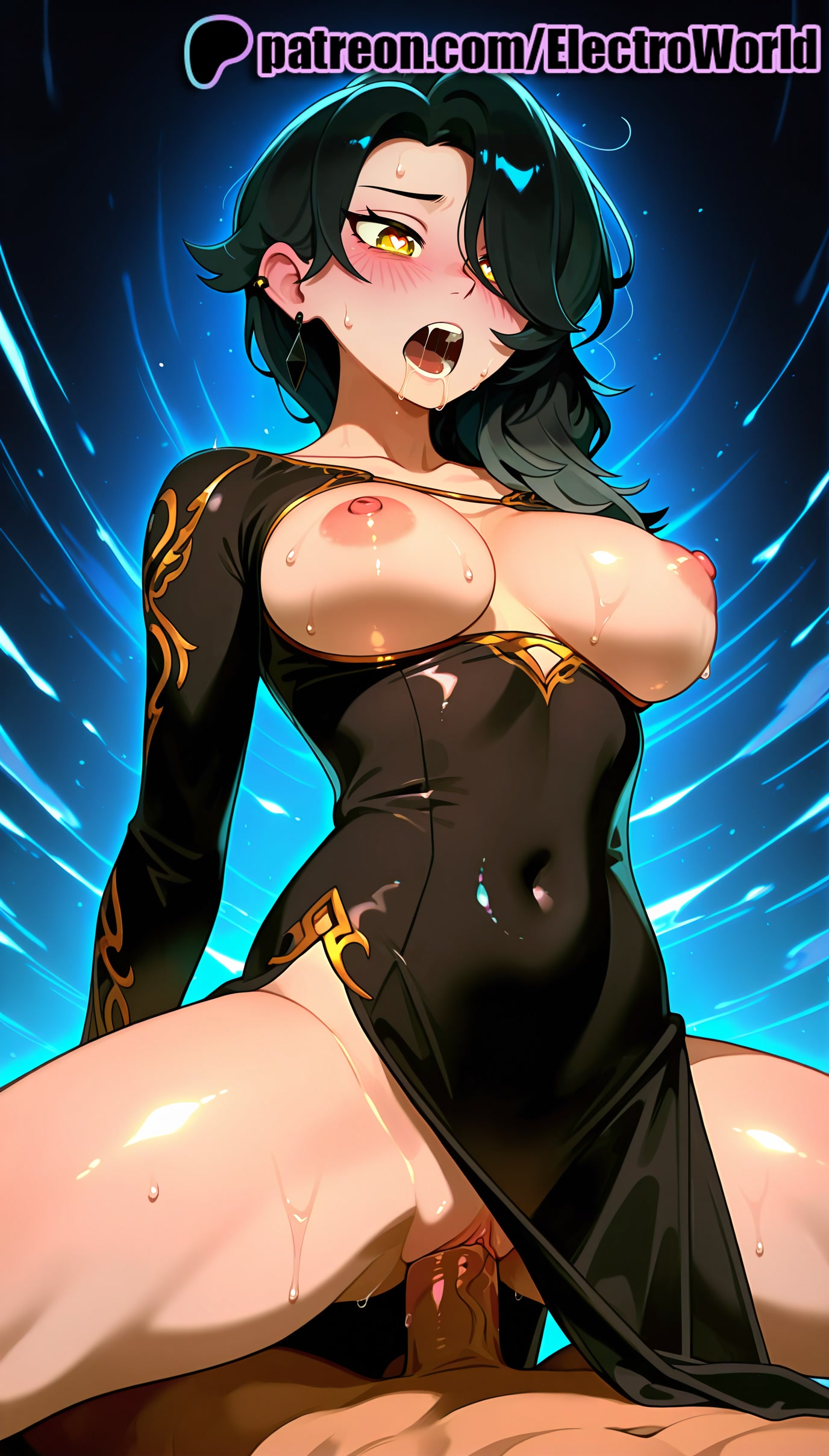 1boy, 1girls, 2025, ai generated, artist name, bare breasts, bare chest, black background, black hair, blush, braless, breasts, breasts outside, bust, chest, cinder fall, clit, clitoral hood, clitoris, cock, cowgirl position, dick, earrings, electroworld, exposed breasts, exposed clitoris, exposed nipples, exposed pussy, female, female on top, fucking, hi res, high quality, high resolution, highres, intercourse, jewelry, juicy pussy, legs apart, legs spread, love making, male, naked breasts, nipples, nipples outside, open legs, open mouth, patreon, patreon username, penetration, penis, pussy, riding, rwby, sex, sexual intercourse, solo focus, splayed legs, spread legs, stable diffusion, straddling, straight, sweat, tight pussy, uncensored, vagina, vaginal penetration, watermark, yellow eyes