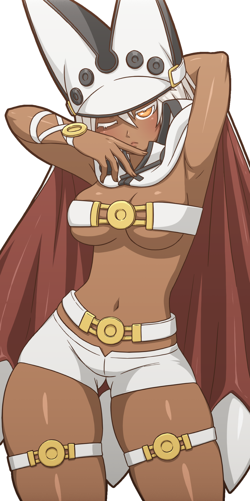 1:2 1girls 2024 alpha_channel dark_skinned_female female for_sticker_use guilty_gear guilty_gear_xrd manyakis no_background one_eye_closed orange_eyes png pose ramlethal_valentine sticker_template transparent_background transparent_png white_hair