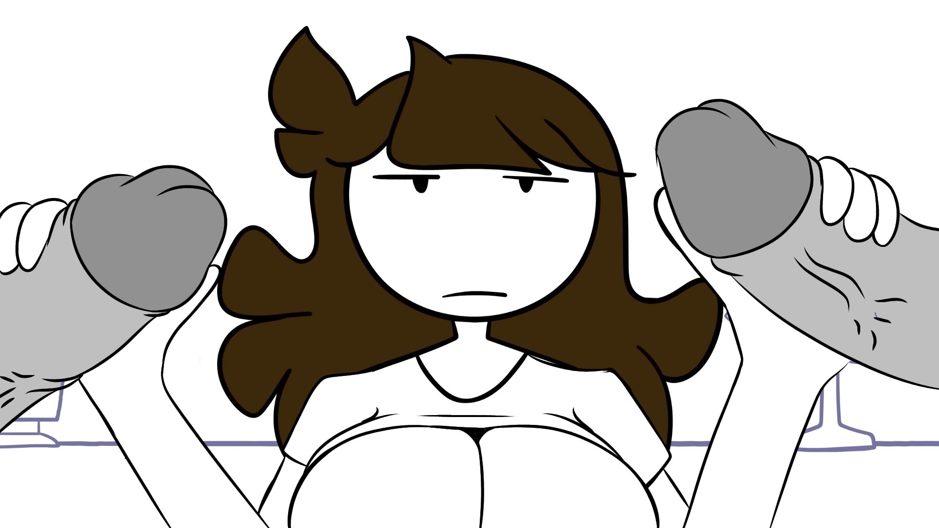 1girls, big ass, bored, bored expression, brown hair, cock, double handjob, female, grey penis, handjob, hung, jaiden, jaiden animations, jaidenanimations, k4gevive, lifted shirt, male, penis, penis in hand, shirt up, tagme, youtube