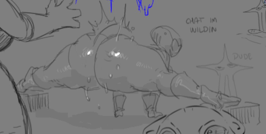 deltarune evilpenislair huge_ass queen_(deltarune) sketch tagme twerking