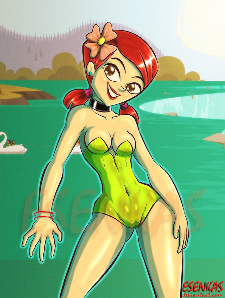 cameltoe esenkas female pointy_chin solo swimsuit total_drama:_revenge_of_the_island total_drama_island watermark zoey_(tdi)