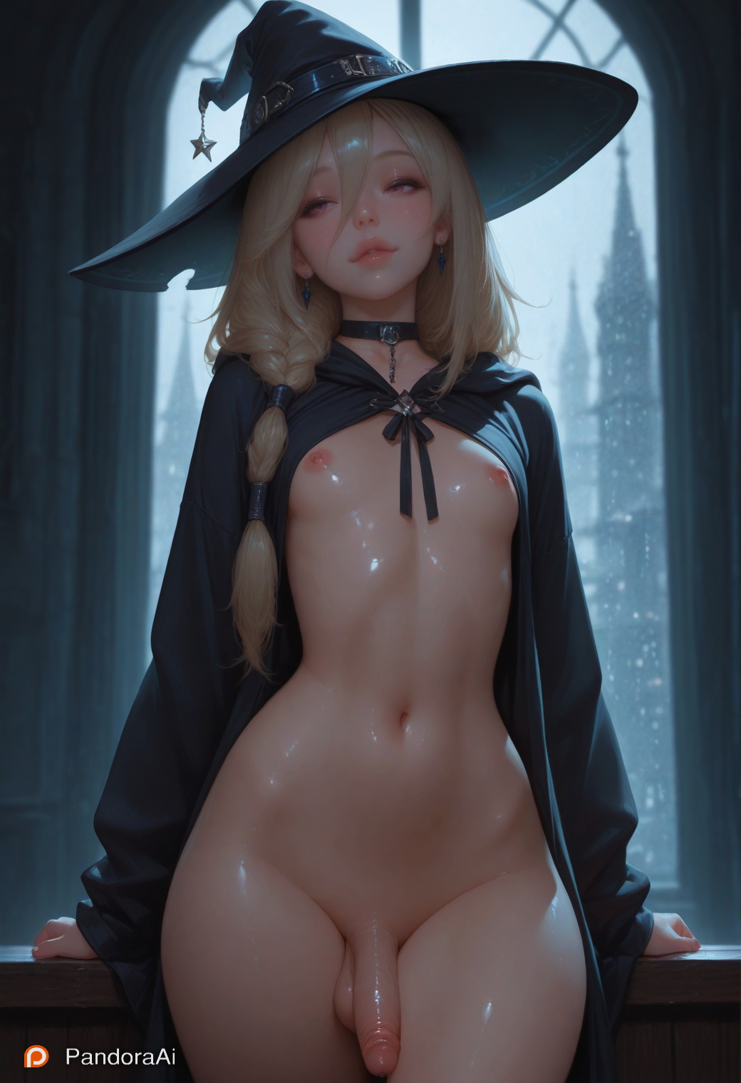 1boy, 1femboy, ai generated, artist name, artist upload, balls, big hips, big thighs, blonde hair, boy, breasts, cock, curvy, curvy body, curvy figure, curvy hips, curvy thighs, cute, cute expression, cute eyes, cute face, cute male, eyebrows, eyeshadow, femboy, femboy focus, femboy only, feminine male, flat chest, flat chested, half naked, half-closed eyes, half-dressed, hi res, hips, huge hips, huge thighs, jewelry, lips, lipstick, magic, makeup, male, male only, more at source, no bra, no panties, pale, pale body, pale skin, pale-skinned femboy, pale-skinned male, pandora, patreon, penis, precum, puffy lips, robe, seductive, seductive eyes, seductive look, seductive pose, sexy, sexy body, sexy clothing, sexy pose, skinny, skinny waist, slim waist, small breasts, small penis, smooth balls, smooth skin, standing, tagme, testicles, thick hips, thick thighs, tiny breasts, tiny penis, tiny waist, tired eyes, trap, white skin, witch, witch costume, witch hat, wizard, wizard hat, wizard robe