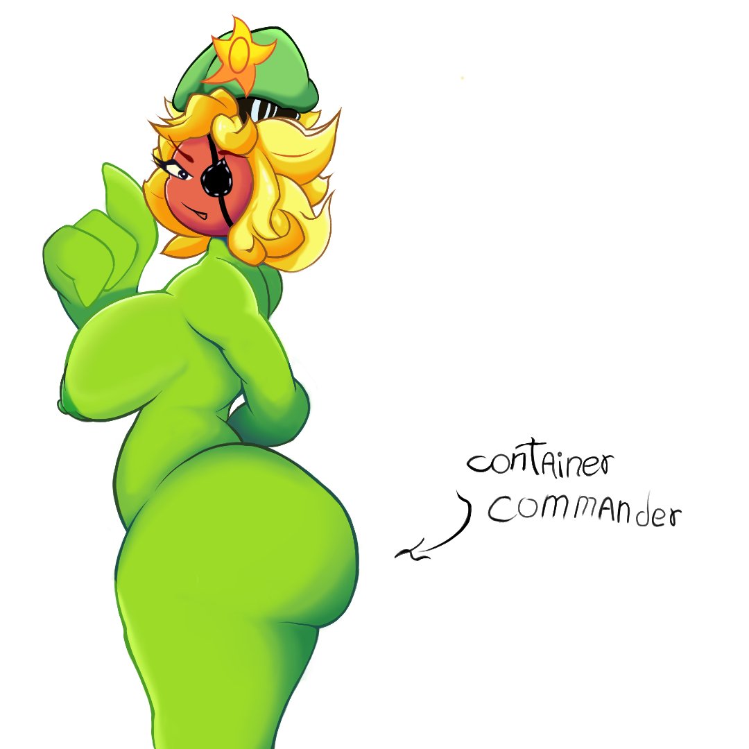 1girls, anthro, anthrofied, ass, breasts, evil container, female, flora fauna, major sweetie (pvz), plant, plant girl, plant humanoid, plantie, plants vs zombies, popcap games, pussy, sunflower (pvz), xoardibujos