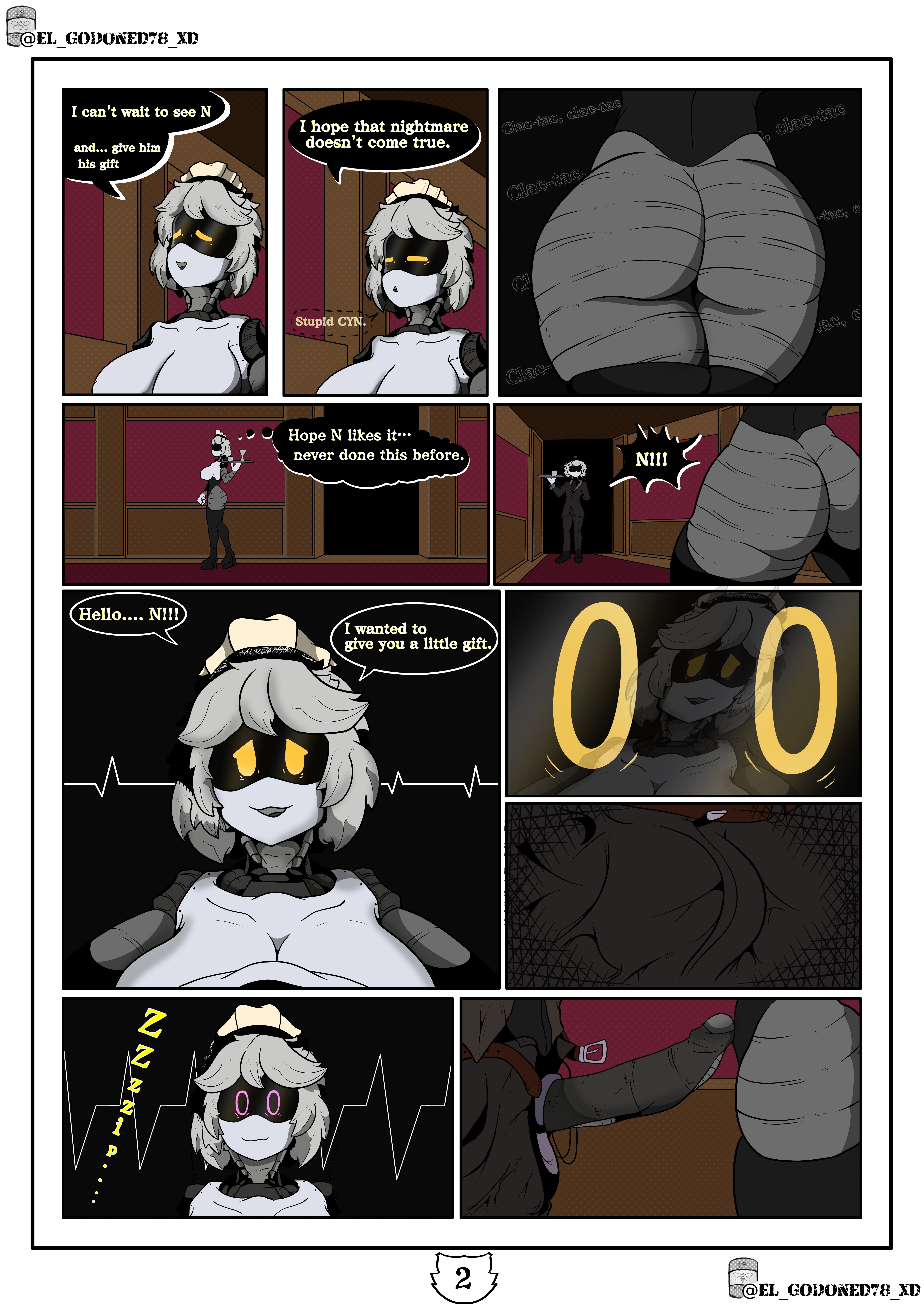 1boy, 1female, 1girls, 1male, balls, big ass, big balls, big breasts, big butt, big penis, breasts, comic, comic page, comic panel, disassembly drone, el godoned78 xd, envy (murder drones), female, glitch productions, huge ass, male, murder drones, n (murder drones), penis, robot, robot boy, robot girl, robot humanoid, robot penis, robotic arm, sonic (series), text, text bubble, v (murder drones), white body