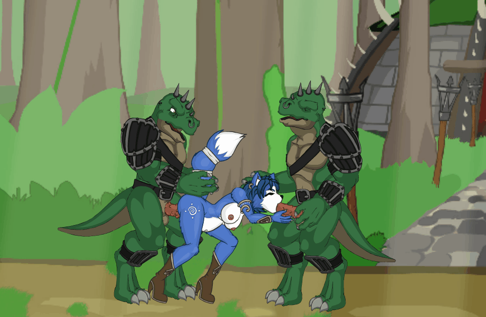 1girls, 2boys, animated, anthro, armor, balls, blue hair, boots, bottomless, breasts, double penetration, fellatio, female, femsub, from behind, furry, high heel boots, high heels, jewelry, krystal, legend of krystal, male, maledom, multiple boys, multiple males, nipples, oral, pregnant, scalie, sex, sharpclaw, short hair, spitroast, star fox, threesome, topless