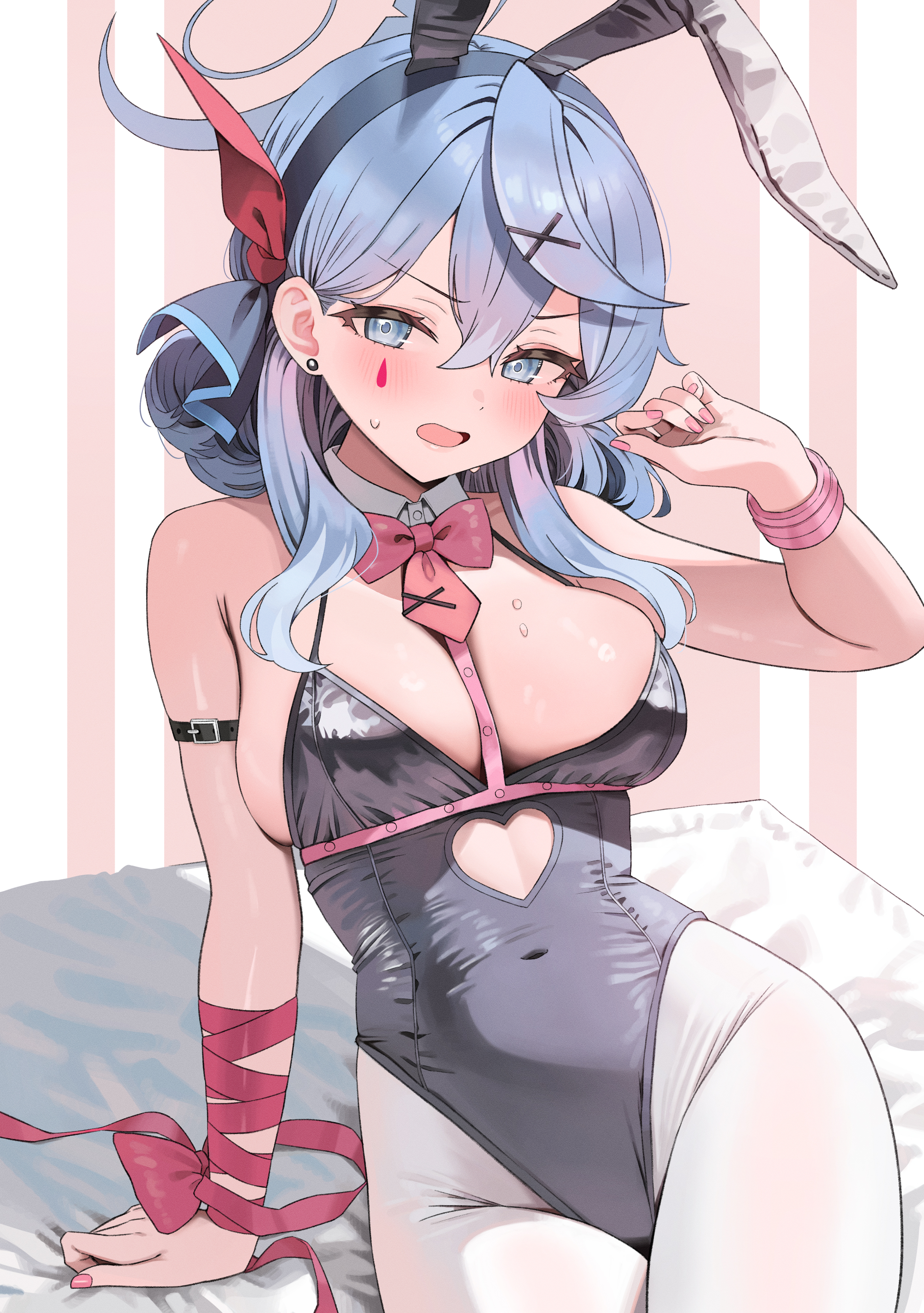 1girls, ako (blue archive), blue archive, bunnysuit, female, hatsune miku (cosplay), rabbit hole (cosplay), rabbit hole (vocaloid)