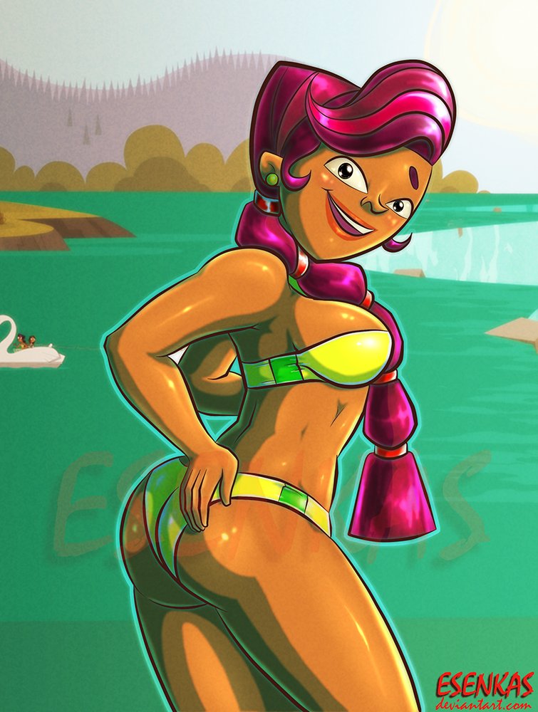 ass bikini dark-skinned_female esenkas female looking_at_viewer profile_view sierra_(tdi) solo total_drama_island watermark