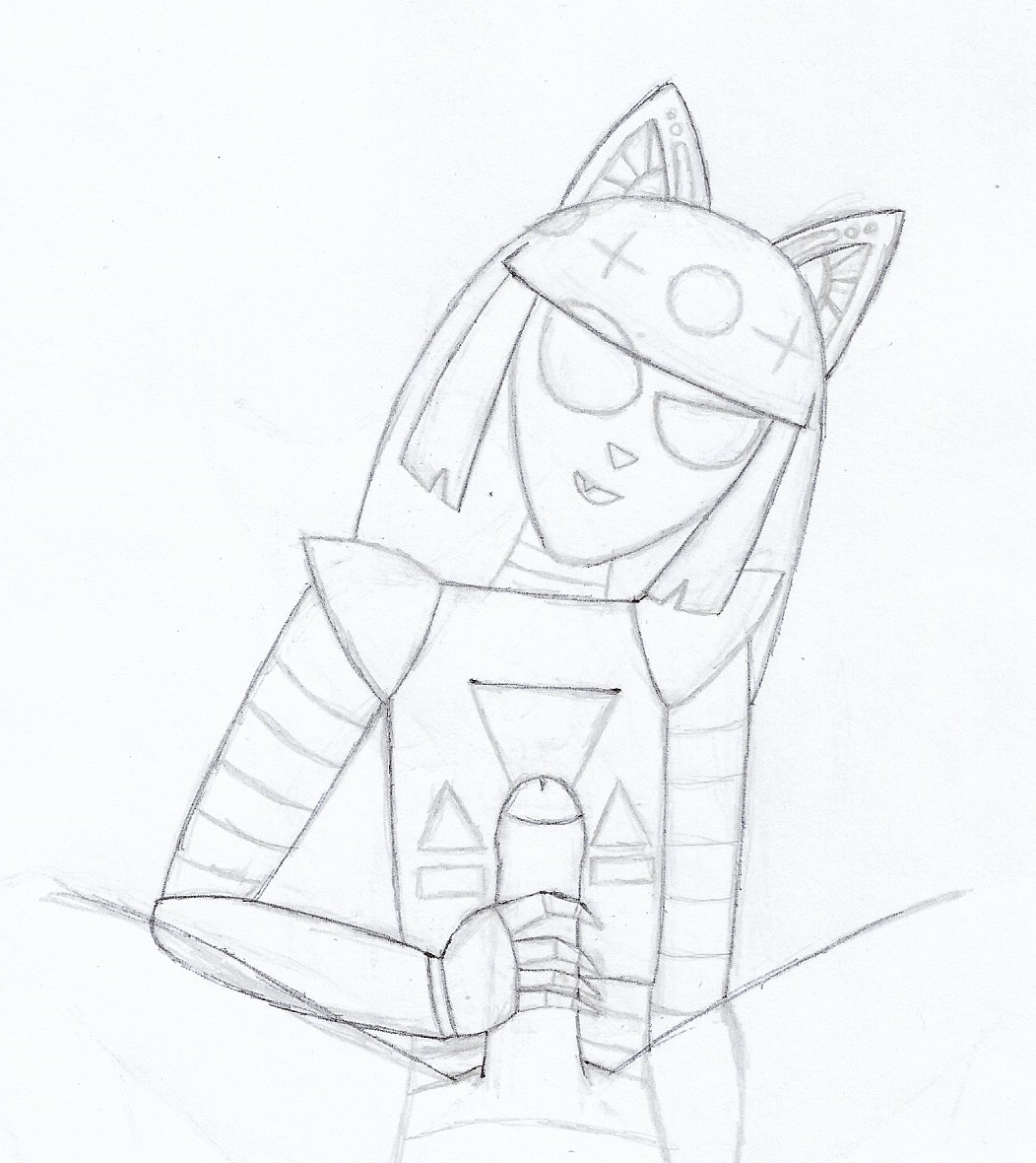 1girls arcadekitten cat_ears cat_girl female first_porn_of_character handjob looking_at_viewer open_mouth robot robot_girl sketch traditional_media_(artwork)