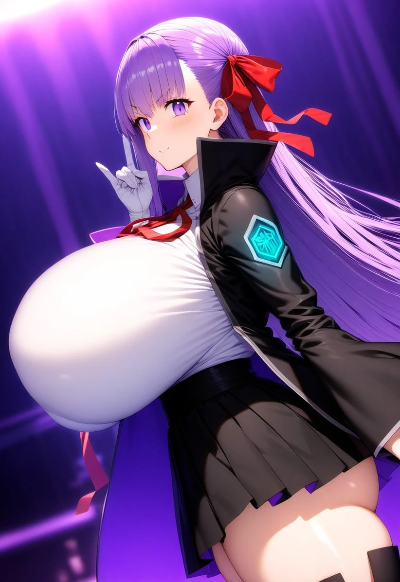 ai_generated alternate_breast_size bare_legs bb_(fate) big_ass big_butt big_woman bigger_female fat_ass fate/extra fate/extra_ccc fate/grand_order fate_(series) gigantic_ass gigantic_breasts hair_ribbon huge_breasts huge_thighs light-skinned_female light_skin long_hair looking_at_viewer massive_ass massive_breasts miniskirt minmin purple_eyes purple_hair sideboob smiling solo_female sweat sweatdrop thick_body thick_female thick_thighs thighs thighs_bigger_than_head voluptuous voluptuous_female