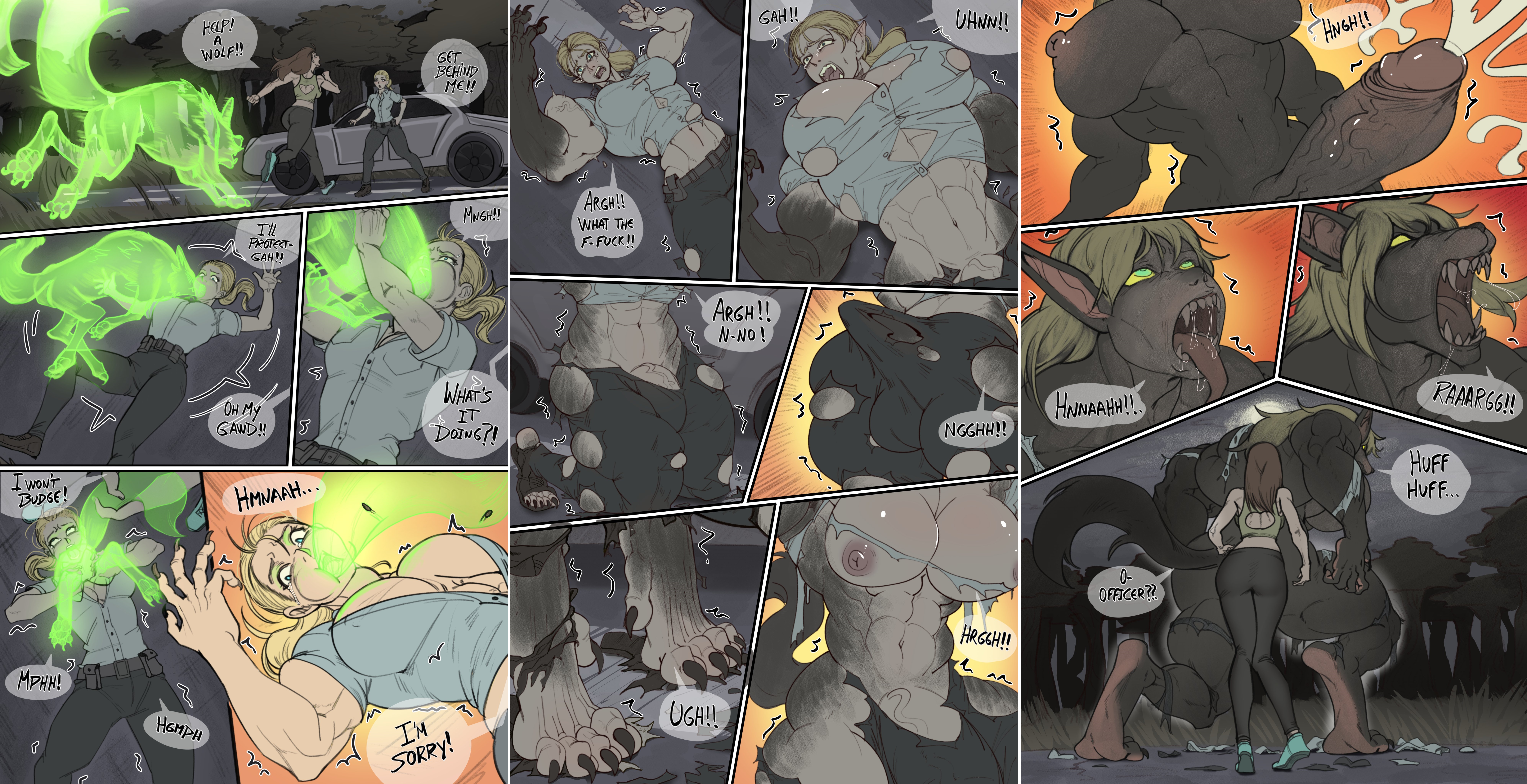 2girls, bandifaco, breast expansion, breast growth, breast growth (enlargement), breasts, comic, enormous breasts, female, genital growth, ghost, huge breasts, huge cock, identity death, male, mental transformation, ovidius naso, penis, penis growth, ripping clothing, transformation, wolf