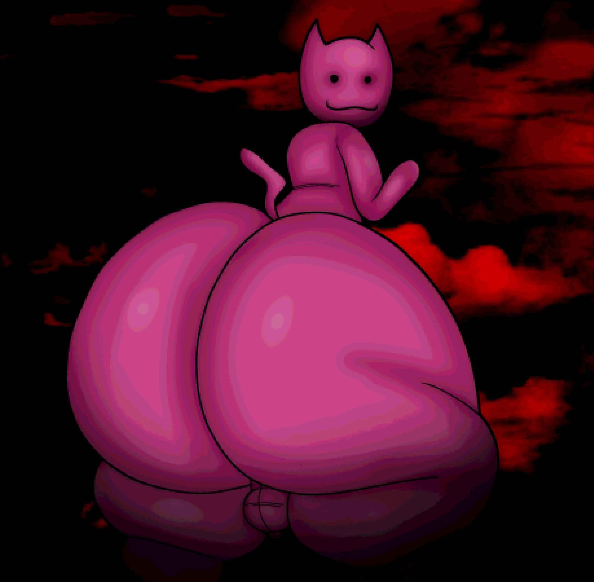 1boy :3 ass ass_focus back back_view backsack balls black_background bubble_ass bubble_butt butt cat_(obj5) cookizzz222 creepy fat_ass feline first_porn_of_character from_behind gijinka huge_ass huge_butt kitty looking_at_viewer looking_back nightmare_husbando nightmare_waifu obj5 object_show object_show_community object_shows pink_body pink_cat pink_fur pink_skin pink_tail red_background red_clouds scary shaded tail testicles thick_thighs vibingleaf wide_ass wide_hips youtube