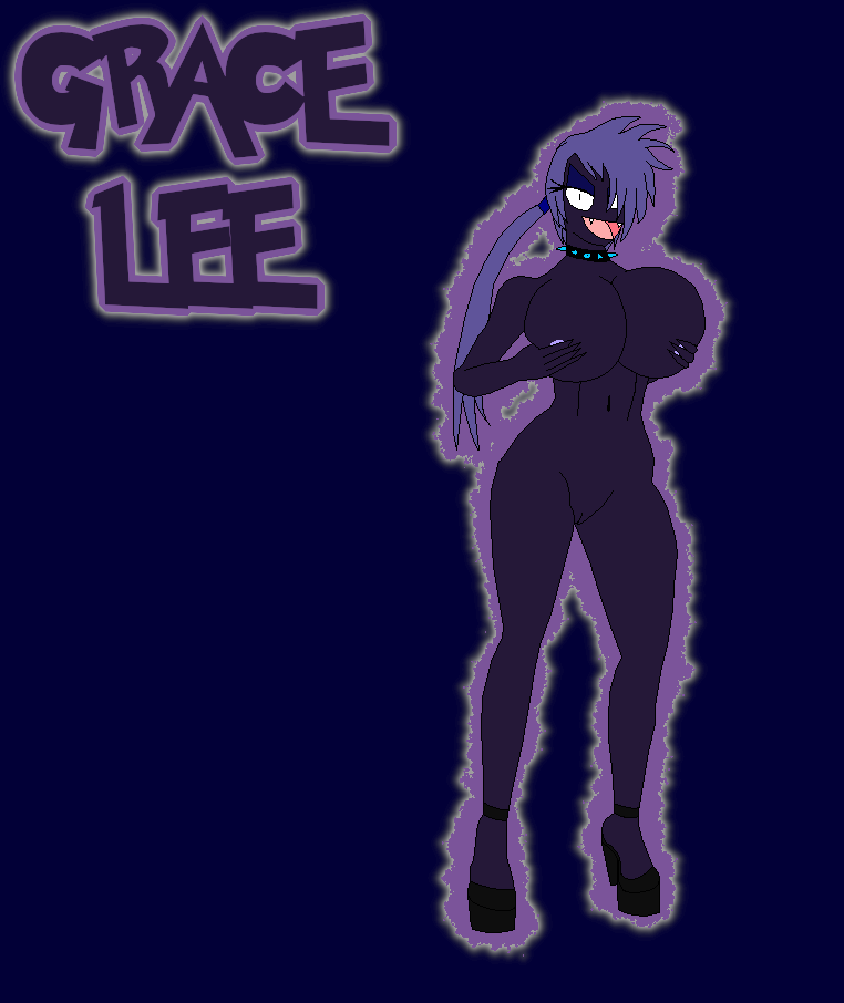 anthro anthro_only aura big_ass big_breasts creative_commons eyeshadow fan_character female gastly ghost hair high_heels holding_breast lavender_nipples long_hair nintendo noah888 pokemon pokemon_(species) ponytail purple_hair purple_skin sky_blue_spikes spiked_collar voluptuous