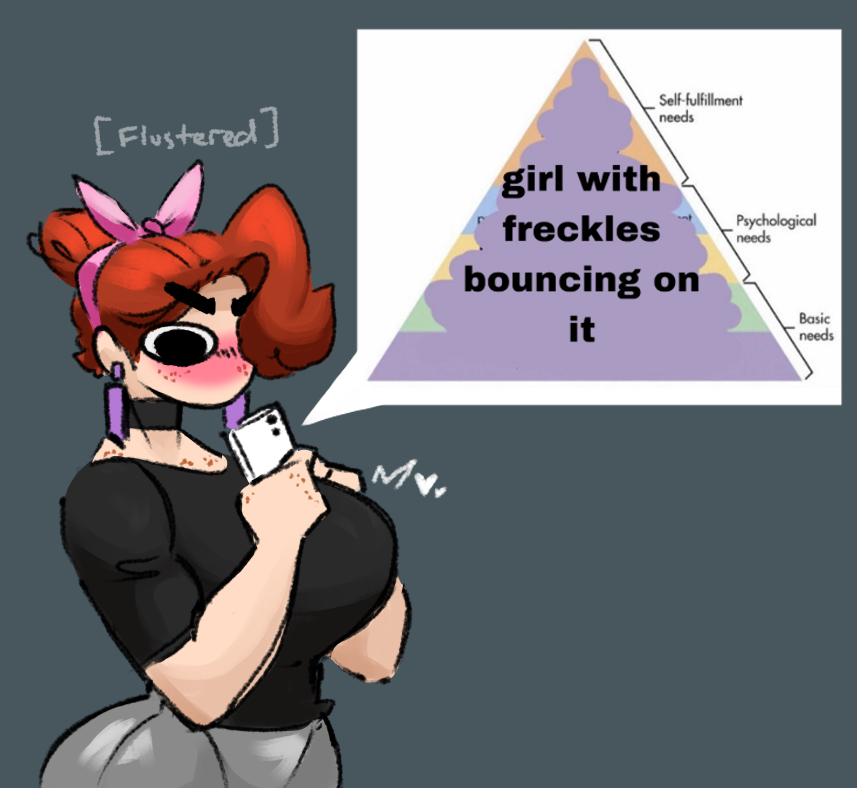 bandana big_ass big_breasts black_choker chibi choker female flustered freckles ginger light-skinned_female light_skin marcy_(shewiff) meme milf pawg ponytail red_hair shewiff solo thick_thighs wide_hips