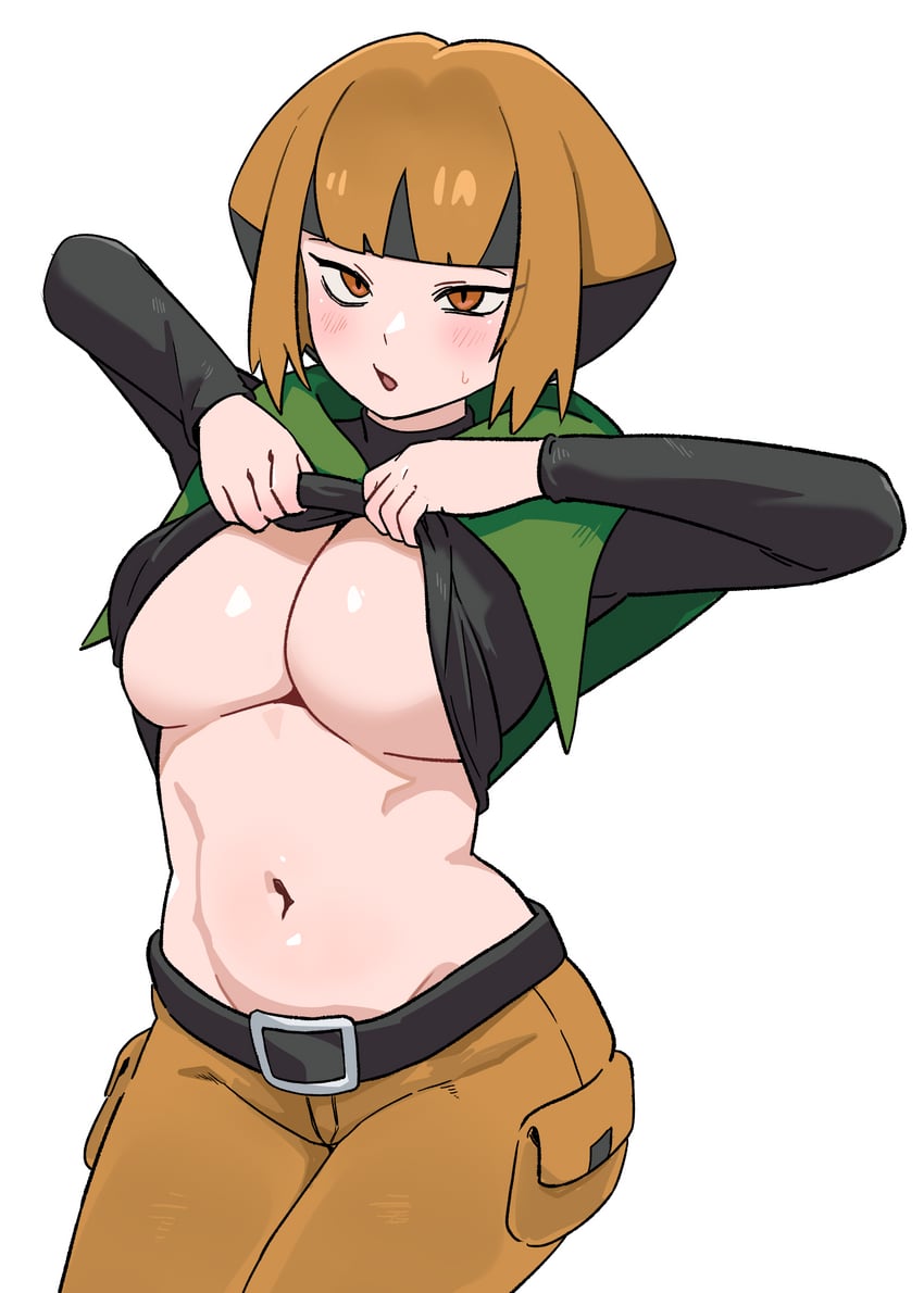 1girls exposing_breasts female female_focus female_only gardenia_(pokemon) gigobyte350 large_breasts light-skinned_female pokemon solo solo_female solo_focus