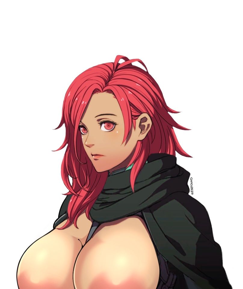 1girls areolae breasts edit female female_only fire_emblem fire_emblem:_three_houses hapi_(fire_emblem) huge_breasts karfound medium_hair nintendo nude_filter red_eyes red_hair solo sprite_edit upper_body white_background