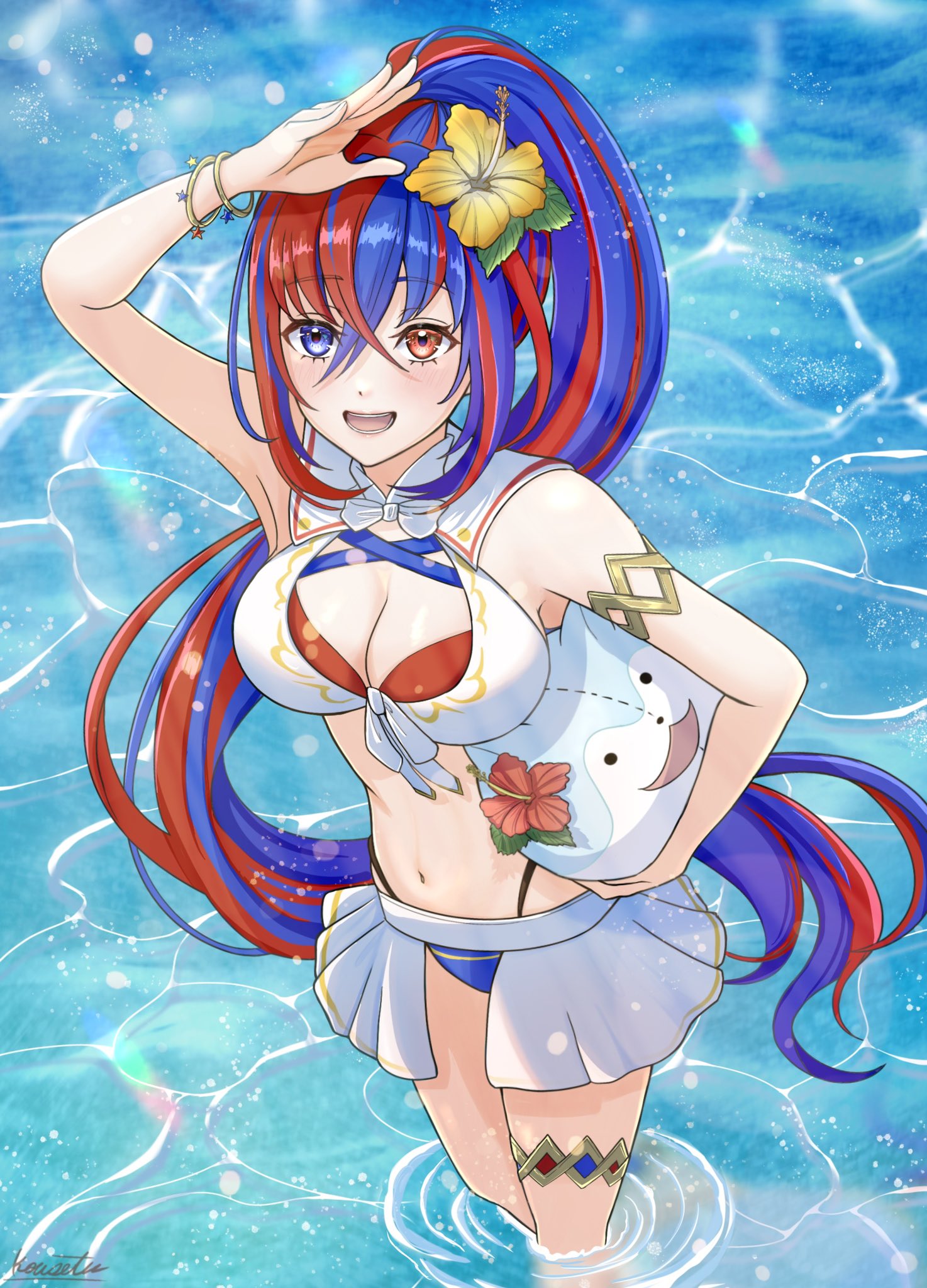 alear_(female)_(fire_emblem) alear_(female)_(seaside_dragon)_(fire_emblem) alear_(fire_emblem) alternate_costume alternate_hairstyle blue_bikini blue_swimsuit breasts female female_only fire_emblem fire_emblem_engage fire_emblem_heroes kousetu0506 nintendo official_alternate_costume official_alternate_hairstyle open_mouth red_bikini red_swimsuit solo swimsuit white_bikini white_swimsuit