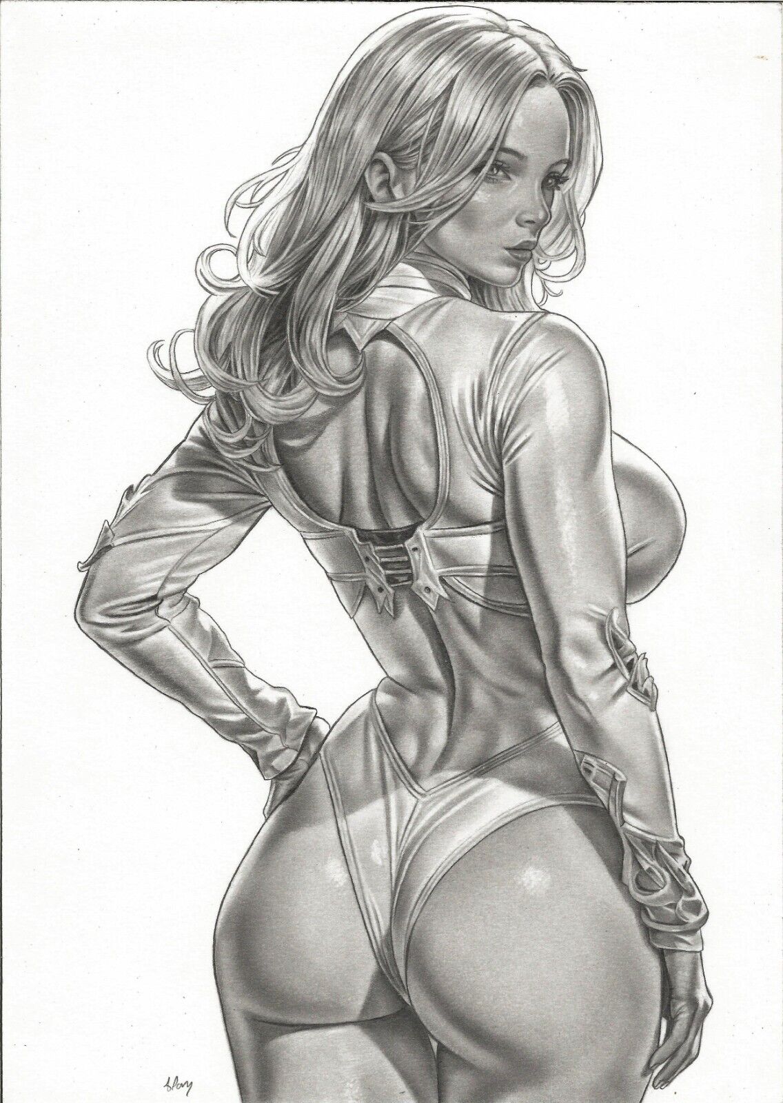 alan_borges ass black_and_white dat_ass emma_frost female female_only grayscale marvel marvel_comics sideboob thong_leotard white_queen x-men