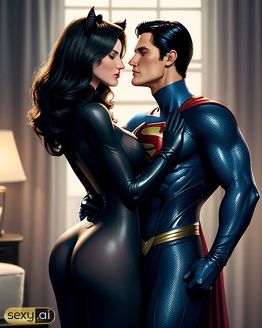 1boy1girl ai_generated antiheroine ass big_ass big_butt catwoman cheating cheating_husband clark_kent dc dc_comics light-skinned_male light_skin selina_kyle straight straight_hair superhero superman thief tight_clothes tight_clothing wide_hips