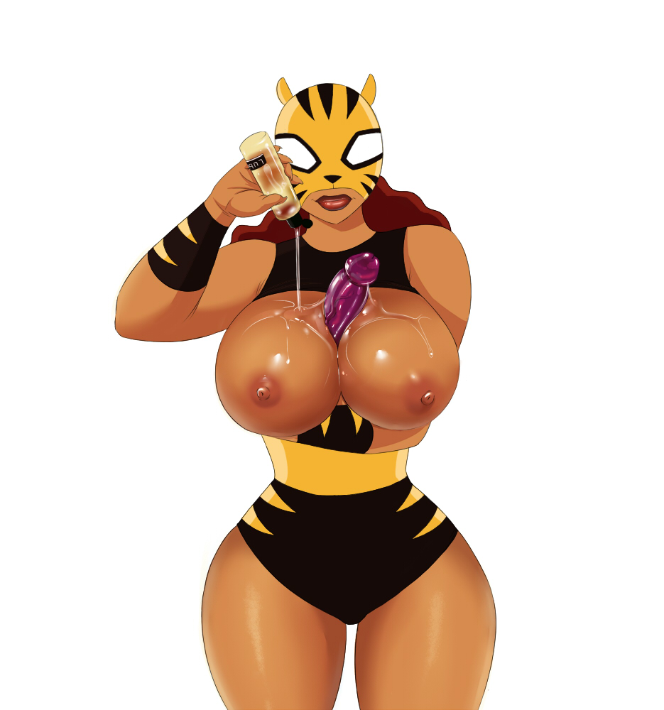 1girls 6ether breasts brown_hair dark-skinned_female dark_skin dc dc_comics dildo female female_only hips large_breasts legs leotard lips long_hair mask nipples pantha rosabelle_mendez solo tagme teen_titans thighs