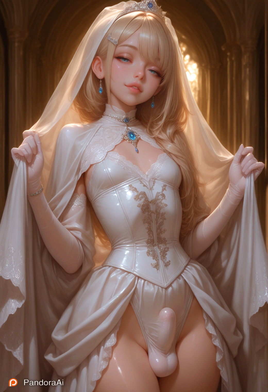 1boy, 1femboy, ai generated, artist name, artist upload, balls, balls bulge, big balls, big hips, big thighs, blonde hair, boy, breasts, brush, cock, corset, crown, curvy, curvy body, curvy figure, curvy hips, curvy thighs, cute, cute expression, cute eyes, cute face, cute male, dress, elegant, erect penis, erection, eyebrows, eyeshadow, femboy, femboy focus, femboy only, feminine male, flat chest, flat chested, gem, gloves, hair, hair ornament, half naked, half-closed eyes, half-dressed, half-erect, hi res, hips, huge balls, huge hips, huge thighs, jewelry, lingerie, lips, lipstick, makeup, male, male with breasts, more at source, pale, pale body, pale skin, pale-skinned femboy, pale-skinned male, pandora, panties, patreon, penis, penis bulge, princess, puffy lips, robe, seductive, seductive eyes, seductive look, seductive pose, sexy, sexy body, sexy clothing, sexy pose, skinny, skinny waist, skirt, slim waist, small breasts, small penis, smooth balls, smooth skin, soft lighting, standing, tagme, testicles, thick hips, thick thighs, tiara, tiny breasts, tiny penis, tiny waist, trap