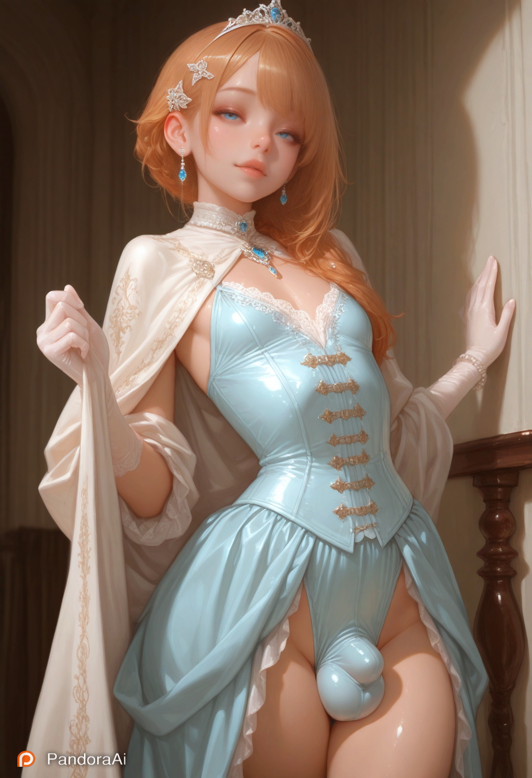 1boy, 1femboy, ai generated, artist name, artist upload, balls, balls bulge, big balls, big hips, big thighs, boy, breasts, brush, cock, corset, crown, curvy, curvy body, curvy figure, curvy hips, curvy thighs, cute, cute expression, cute eyes, cute face, cute male, dress, elegant, eyebrows, eyeshadow, femboy, femboy focus, femboy only, feminine male, flaccid, flaccid penis, flat chest, flat chested, gem, gloves, hair, hair ornament, half naked, half-closed eyes, half-dressed, hi res, hips, huge balls, huge hips, huge thighs, jewelry, lingerie, lips, lipstick, magic, makeup, male, male only, more at source, orange hair, pale, pale body, pale skin, pale-skinned femboy, pale-skinned male, pandora, panties, patreon, penis, penis bulge, princess, puffy lips, robe, seductive, seductive eyes, seductive look, seductive pose, sexy, sexy body, sexy clothing, sexy pose, skinny, skinny waist, skirt, slim waist, small breasts, smooth balls, smooth skin, soft lighting, standing, tagme, testicles, thick hips, thick thighs, tiara, tiny breasts, tiny penis, tiny waist, trap, white skin