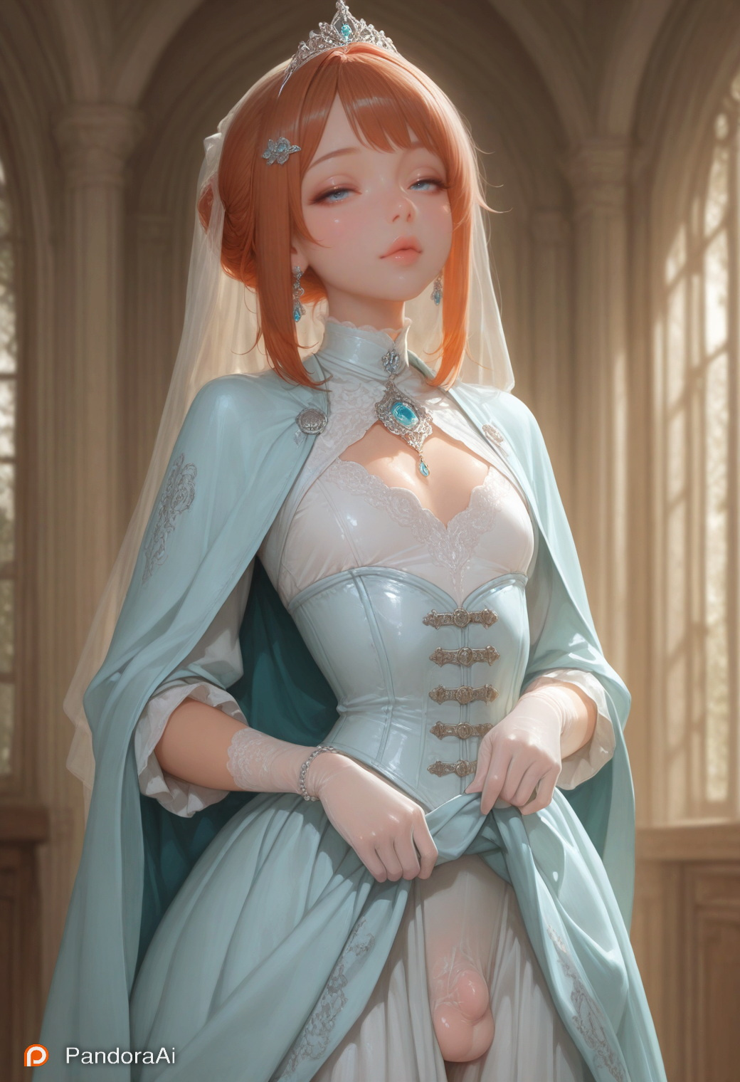 1boy, 1femboy, ai generated, artist name, artist upload, balls, balls bulge, big hips, big thighs, boy, breasts, brush, cock, corset, crown, curvy, curvy body, curvy figure, curvy hips, curvy thighs, cute, cute expression, cute eyes, cute face, cute male, dress, elegant, eyebrows, eyeshadow, femboy, femboy focus, femboy only, feminine male, flaccid, flaccid penis, flat chest, flat chested, gem, gloves, hair, hair ornament, half naked, half-closed eyes, half-dressed, hi res, hips, huge hips, huge thighs, jewelry, lingerie, lips, lipstick, magic, makeup, male, male only, more at source, orange hair, pale, pale body, pale skin, pale-skinned femboy, pale-skinned male, pandora, panties, patreon, penis, penis bulge, princess, puffy lips, robe, seductive, seductive eyes, seductive look, seductive pose, sexy, sexy body, sexy clothing, sexy pose, skinny, skinny waist, skirt, skirt lift, skirt up, slim waist, small breasts, smooth balls, smooth skin, soft lighting, standing, tagme, testicles, thick hips, thick thighs, tiara, tiny breasts, tiny penis, tiny waist, trap, white skin