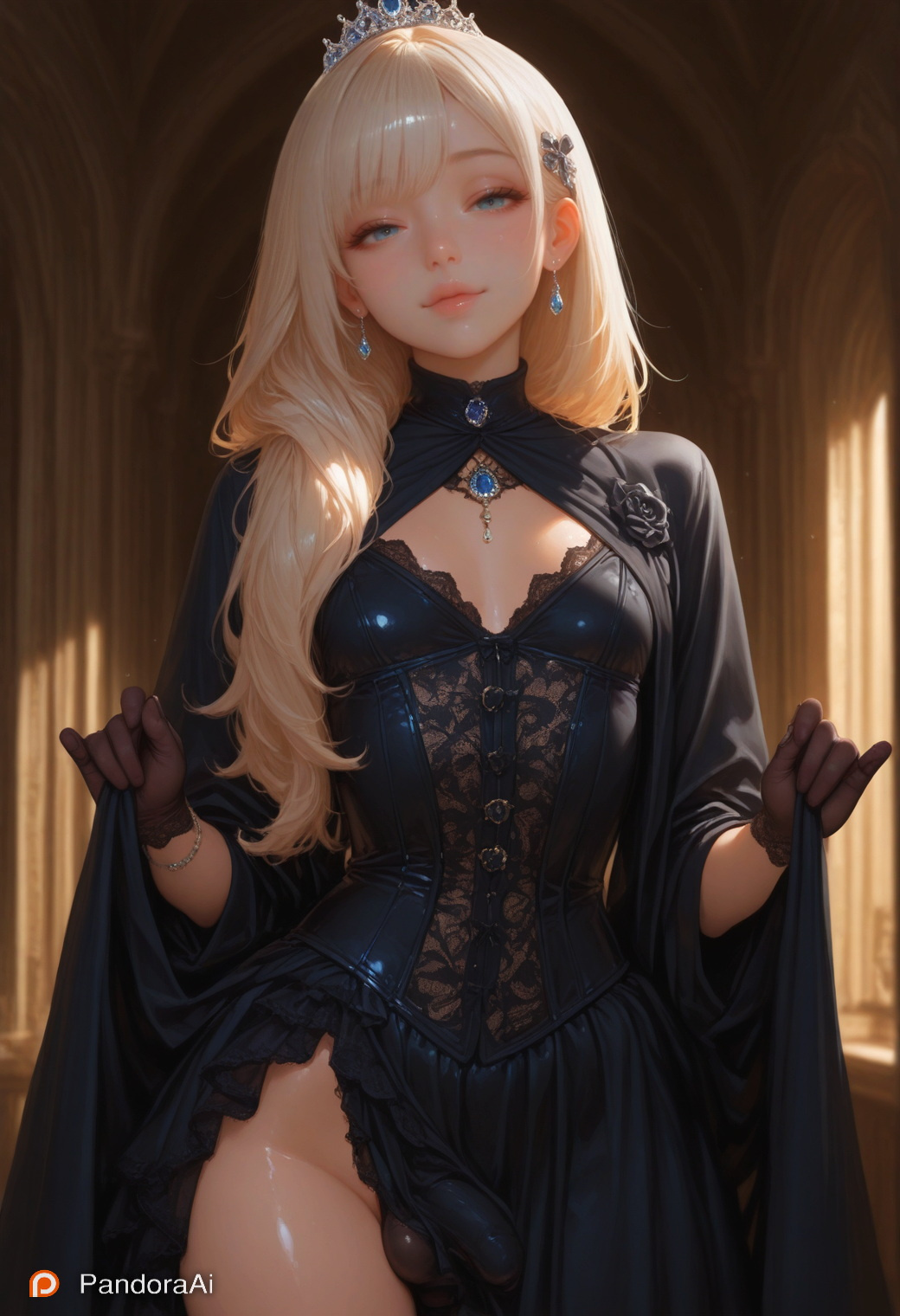 1boy, 1femboy, ai generated, artist name, artist upload, balls, balls bulge, big balls, big hips, big thighs, blonde hair, bodysuit, boy, breasts, brush, cock, corset, crown, curvy, curvy body, curvy figure, curvy hips, curvy thighs, cute, cute expression, cute eyes, cute face, cute male, dress, elegant, eyebrows, eyeshadow, femboy, femboy focus, femboy only, feminine male, flaccid, flaccid penis, flat chest, flat chested, gem, gloves, hair, hair ornament, half naked, half-closed eyes, half-dressed, hi res, high thong, hips, huge balls, huge hips, huge thighs, jewelry, lingerie, lips, lipstick, makeup, male, male only, more at source, necklace, pale, pale body, pale skin, pale-skinned femboy, pale-skinned male, pandora, panties, patreon, penis, penis bulge, princess, puffy lips, robe, seductive, seductive eyes, seductive look, seductive pose, sexy, sexy body, sexy clothing, sexy pose, skinny, skinny waist, slim waist, small breasts, smooth balls, smooth skin, soft lighting, standing, tagme, testicles, thick hips, thick thighs, tiara, tiny breasts, tiny penis, tiny waist, trap, white skin