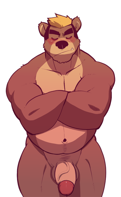 1boy alpha_channel anthro balls bear belly biceps big_muscles big_penis blush bruin closed_eyes cm crossed_arms cursedmarked dynewulf extracurricular_activities harold_grifter humanoid_penis male male_only mammal manly mature_male muscular muscular_male navel nude pecs penis simple_background solo transparent_background