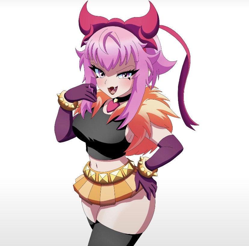 1girls, bowtie, brawl stars, female only, melodie (brawl stars), pink hair, skirt, solo, solo female