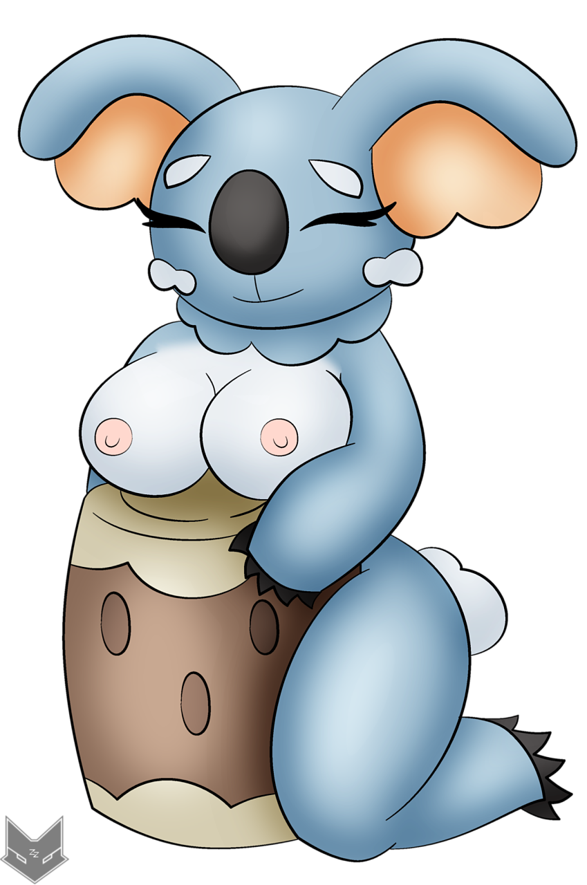 1girls 2016 alpha_channel areola breasts female furry furry-bites koala komala mammal marsupial nintendo pokemon pokemon_sm simple_background sleeping solo transparent_background video_games