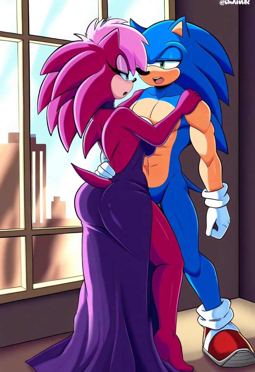 ai_generated ass blue_body breasts incest incest_(lore) magenta_fur male/female pink_hair sex sonia_the_hedgehog sonic_(series) sonic_the_hedgehog sonic_the_hedgehog_(series) sonic_underground sonic_x_sonia straight veiny_penis